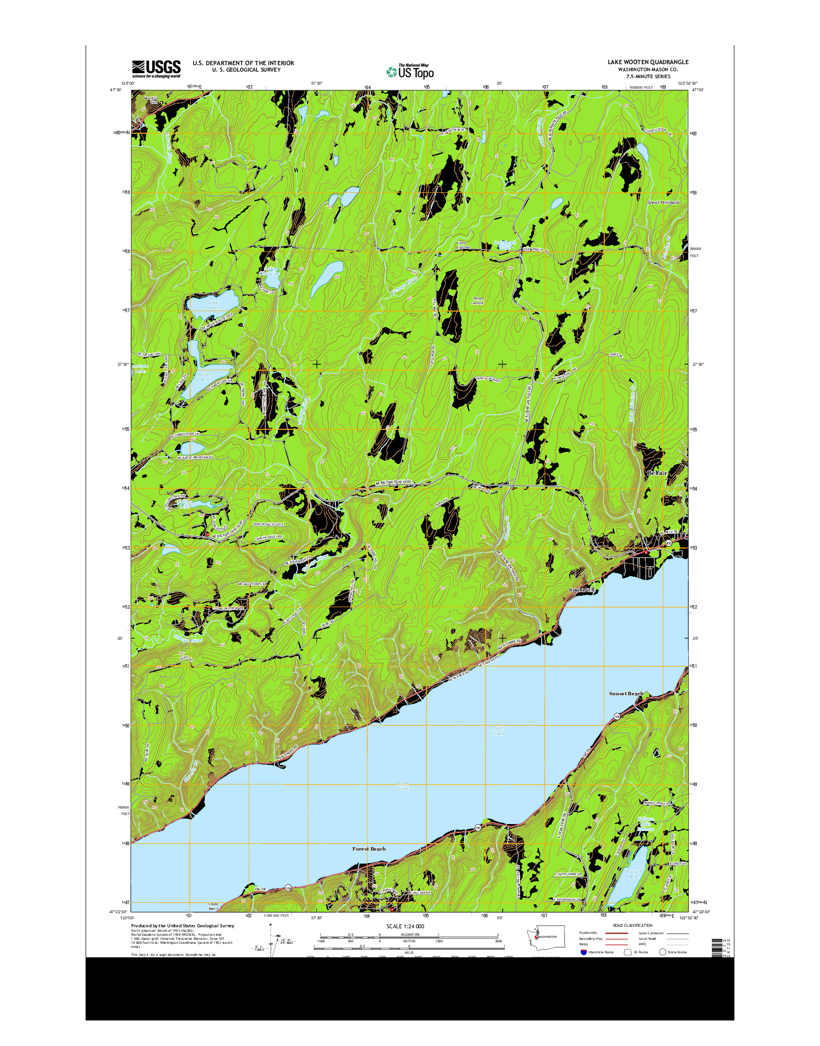 USGS US TOPO 7.5-MINUTE MAP FOR LAKE WOOTEN, WA 2014