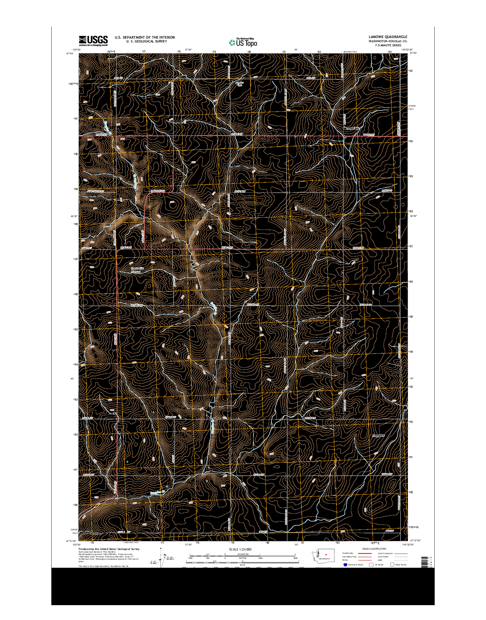 USGS US TOPO 7.5-MINUTE MAP FOR LAMOINE, WA 2014