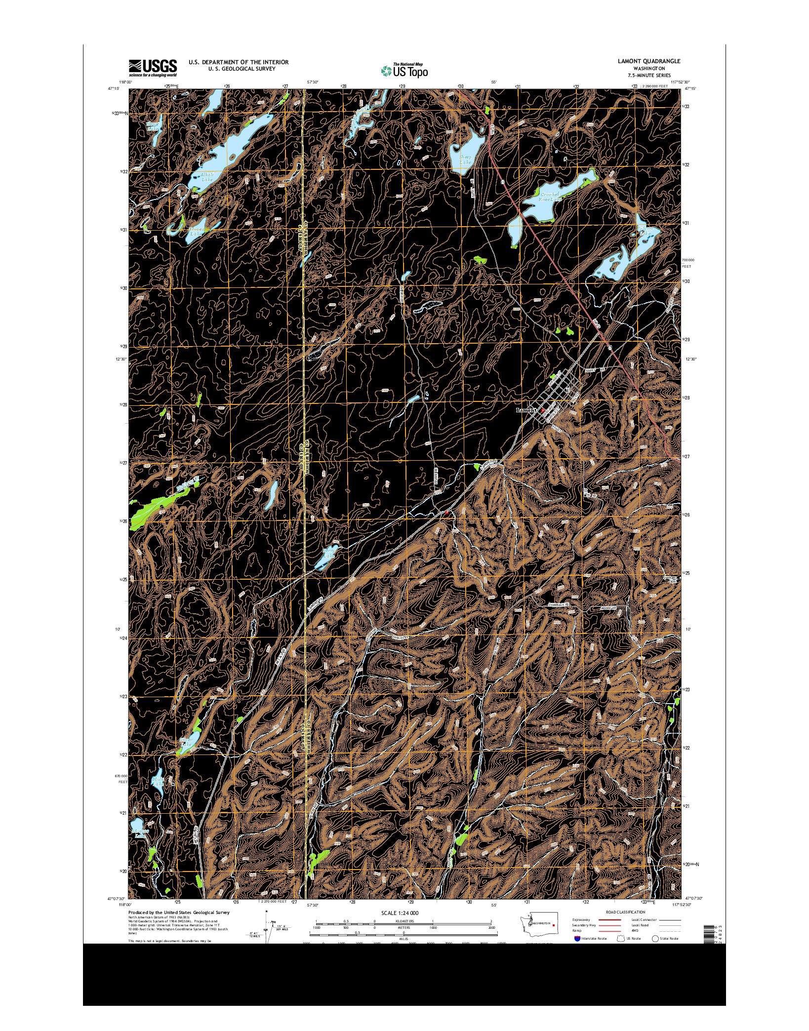 USGS US TOPO 7.5-MINUTE MAP FOR LAMONT, WA 2014