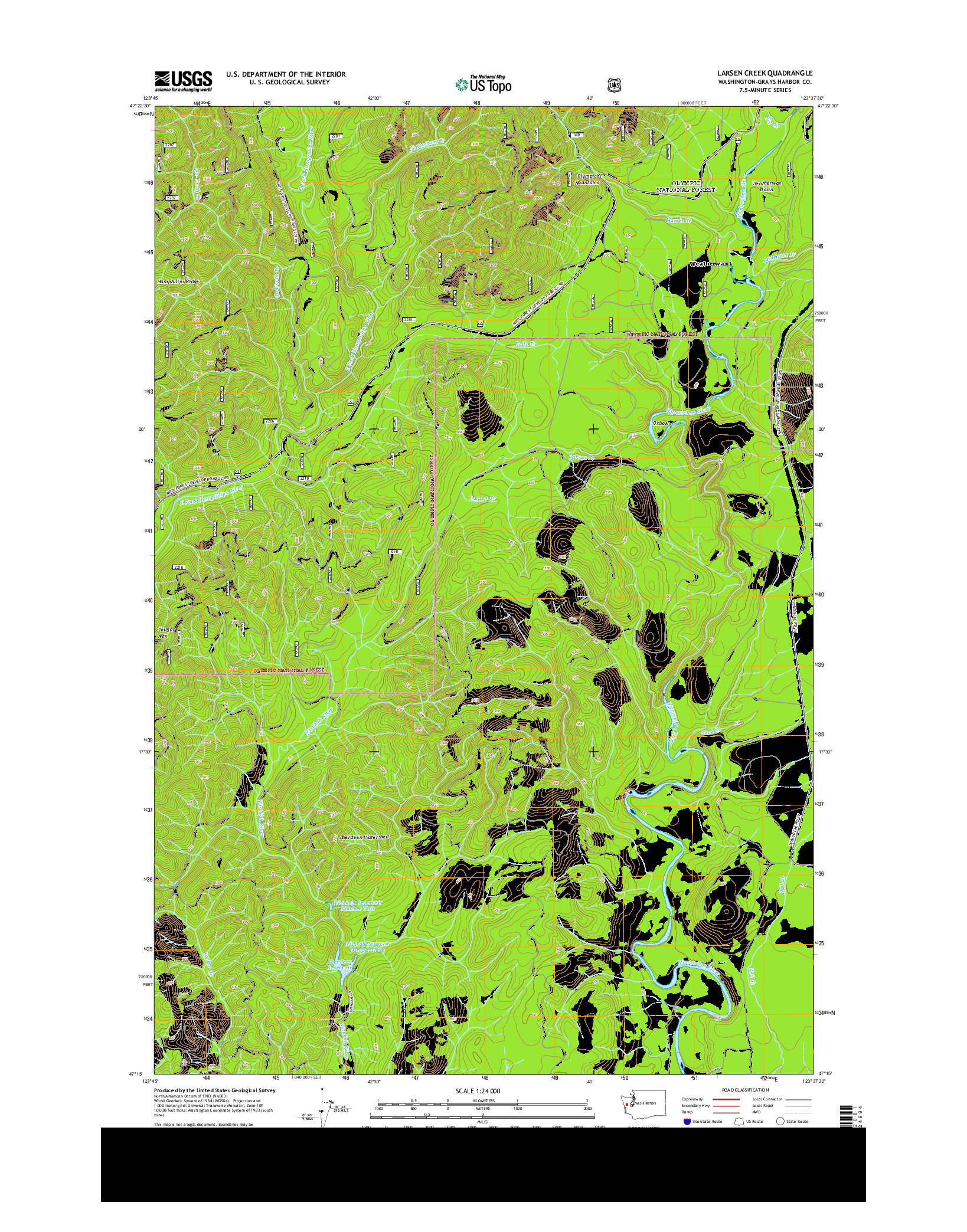 USGS US TOPO 7.5-MINUTE MAP FOR LARSEN CREEK, WA 2014