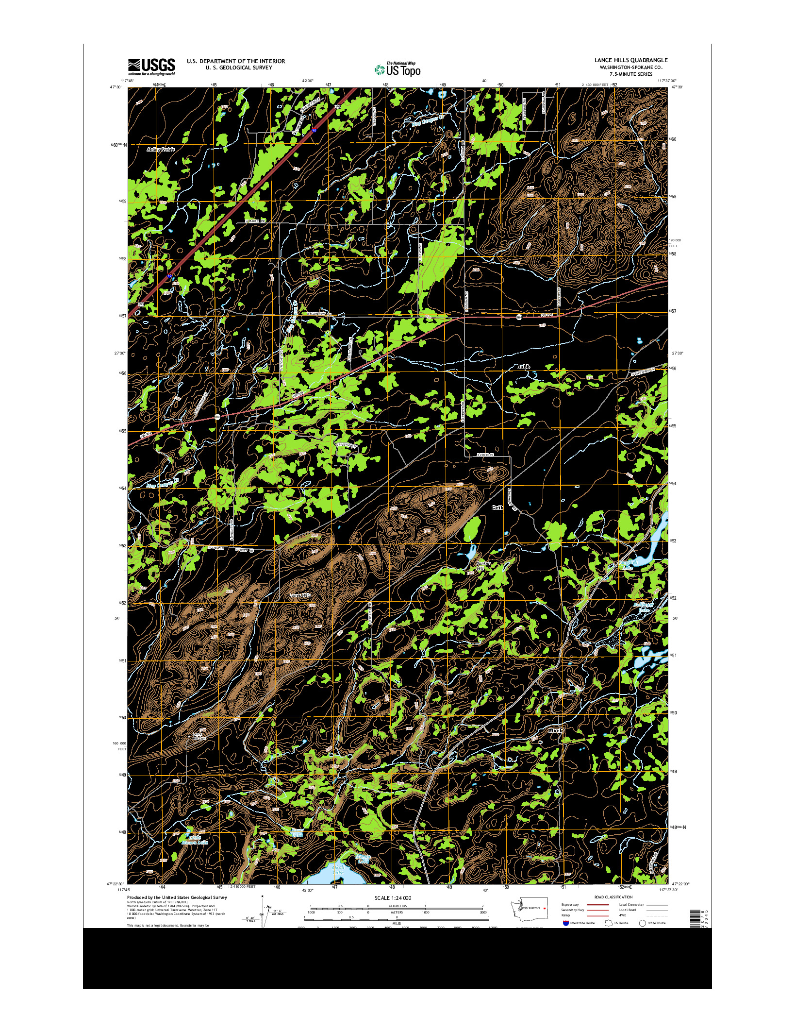 USGS US TOPO 7.5-MINUTE MAP FOR LANCE HILLS, WA 2014