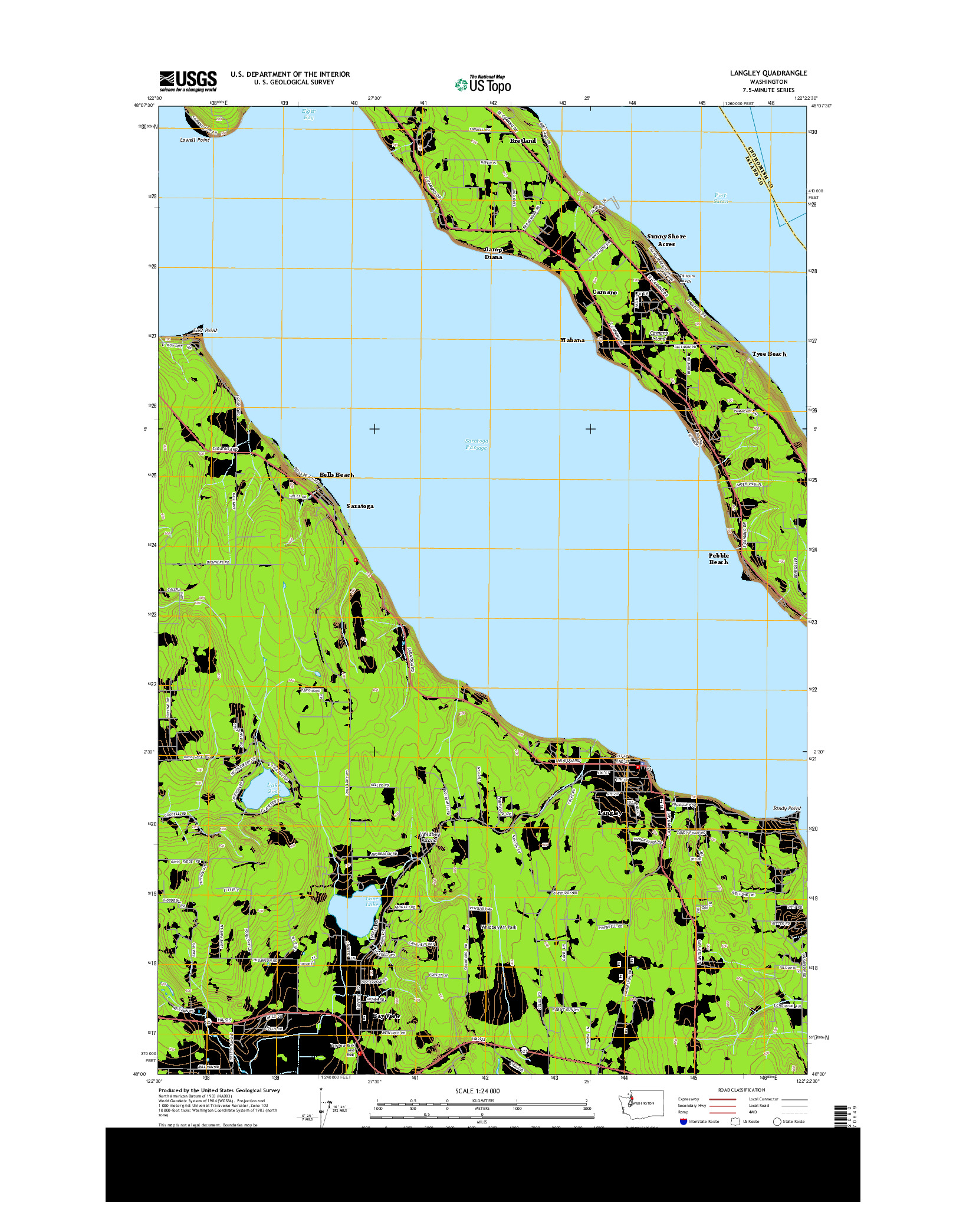 USGS US TOPO 7.5-MINUTE MAP FOR LANGLEY, WA 2014