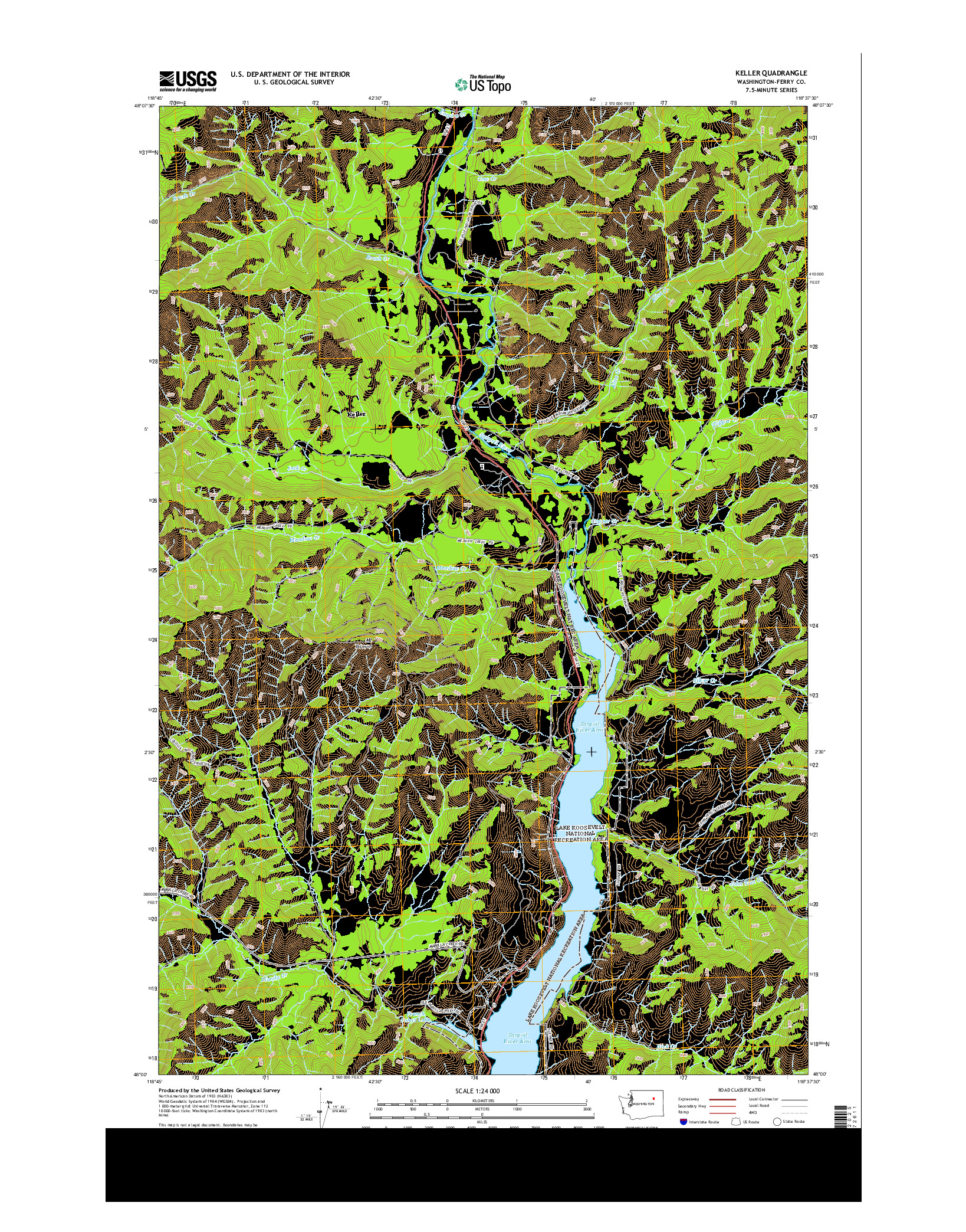 USGS US TOPO 7.5-MINUTE MAP FOR KELLER, WA 2014