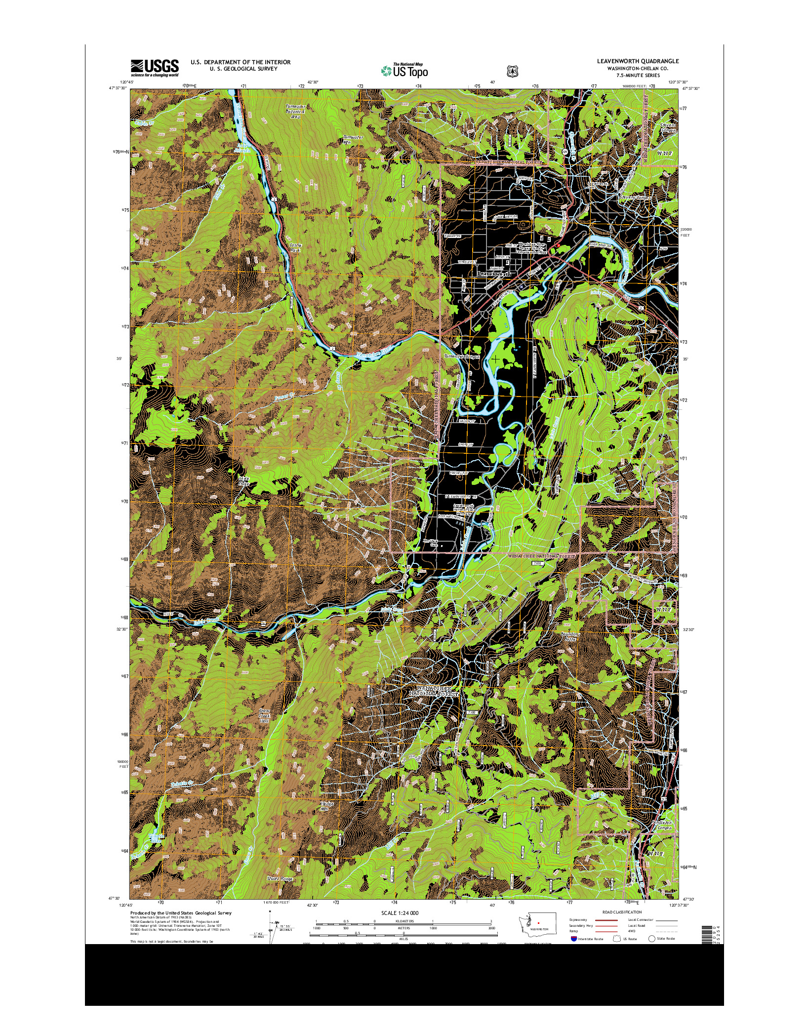 USGS US TOPO 7.5-MINUTE MAP FOR LEAVENWORTH, WA 2014