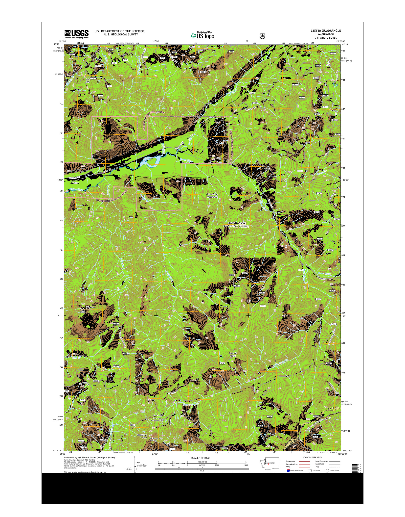 USGS US TOPO 7.5-MINUTE MAP FOR LESTER, WA 2014