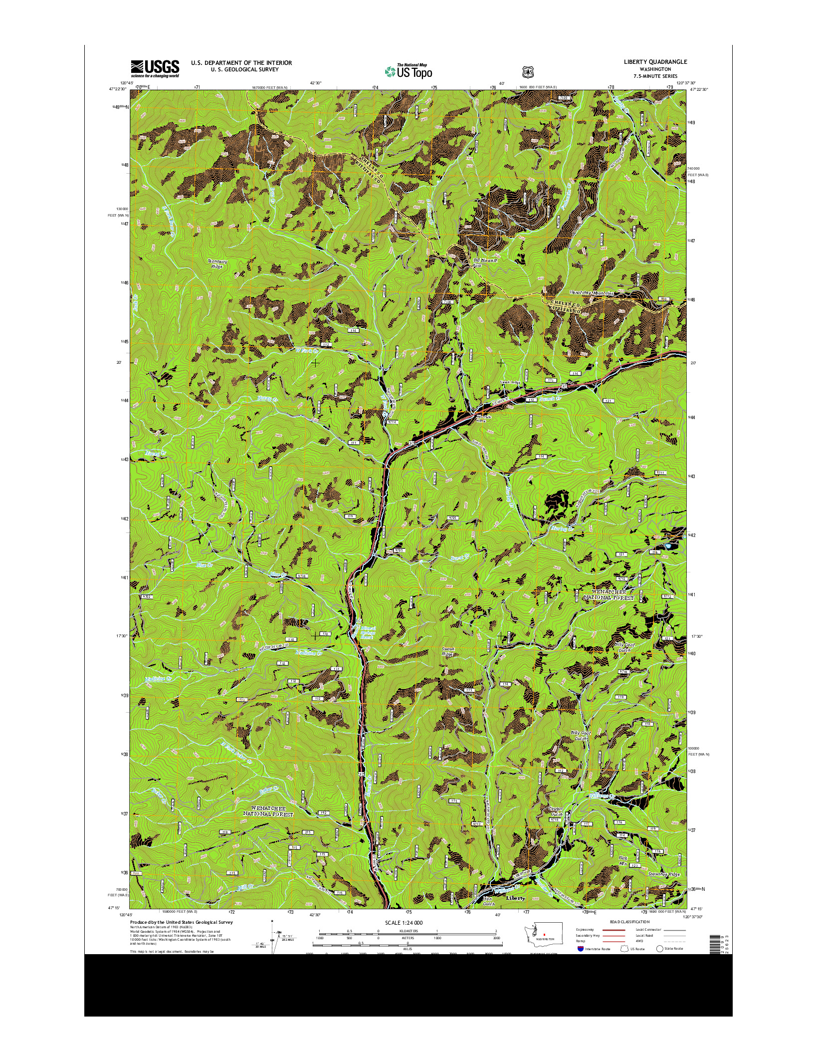 USGS US TOPO 7.5-MINUTE MAP FOR LIBERTY, WA 2014