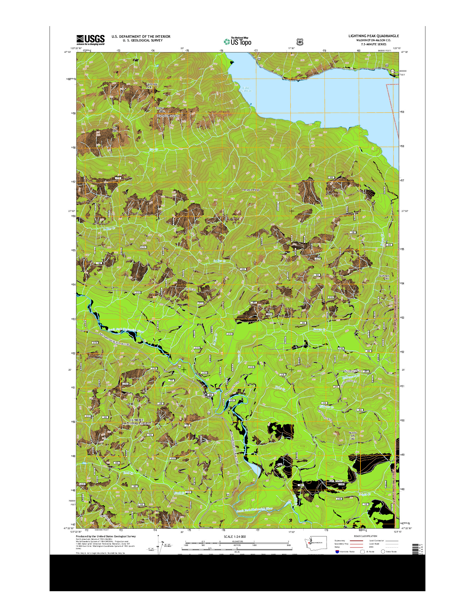 USGS US TOPO 7.5-MINUTE MAP FOR LIGHTNING PEAK, WA 2014