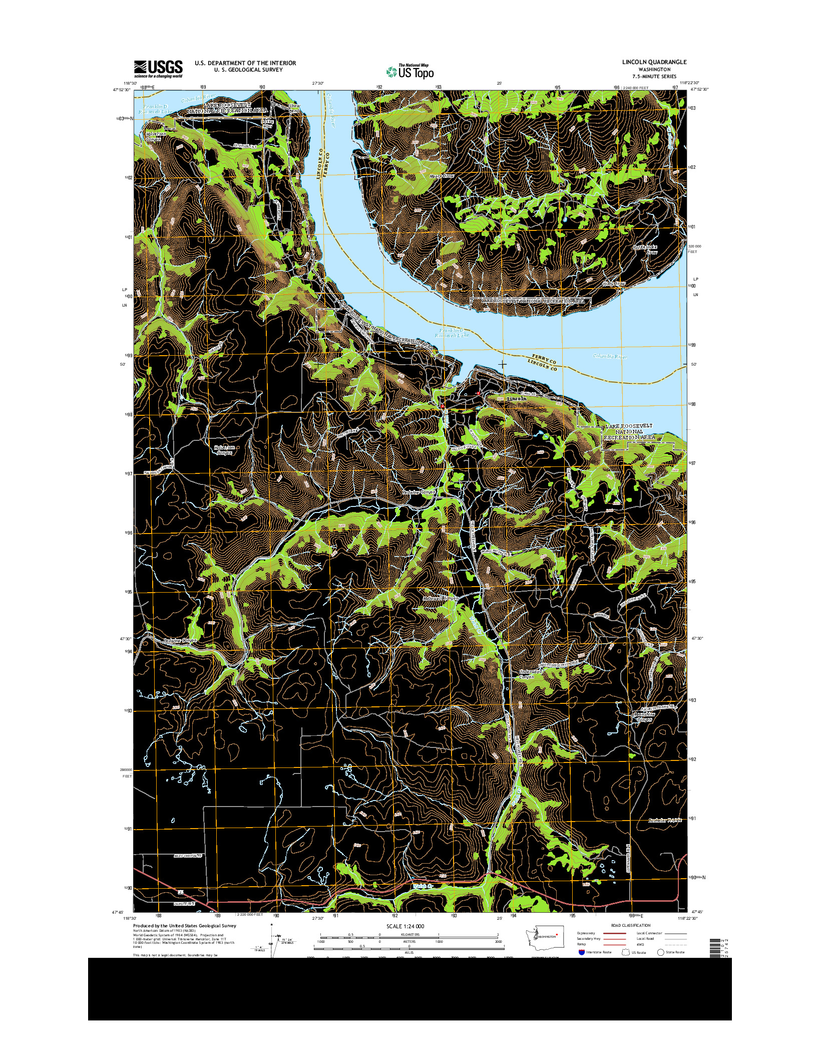 USGS US TOPO 7.5-MINUTE MAP FOR LINCOLN, WA 2014