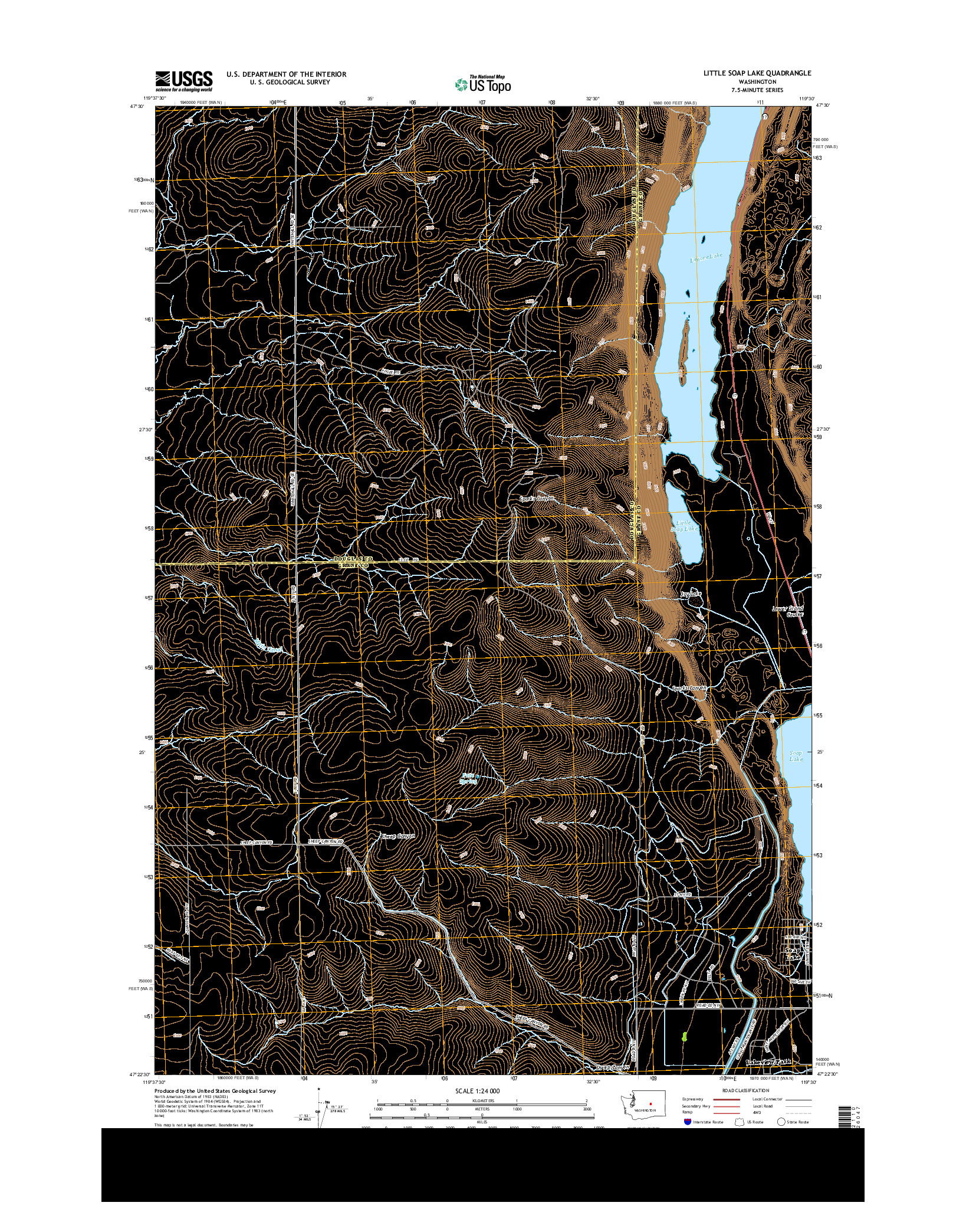 USGS US TOPO 7.5-MINUTE MAP FOR LITTLE SOAP LAKE, WA 2014