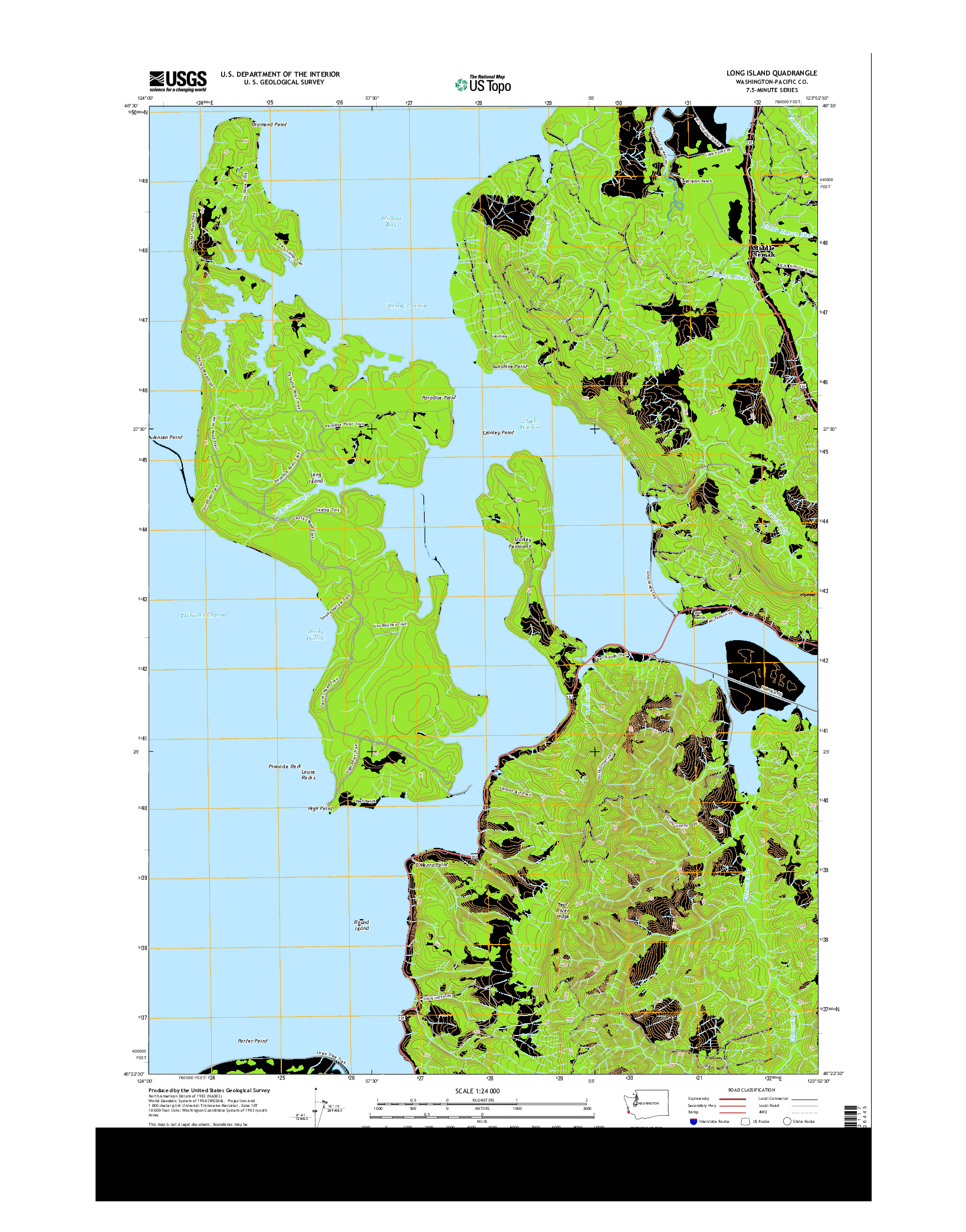 USGS US TOPO 7.5-MINUTE MAP FOR LONG ISLAND, WA 2014