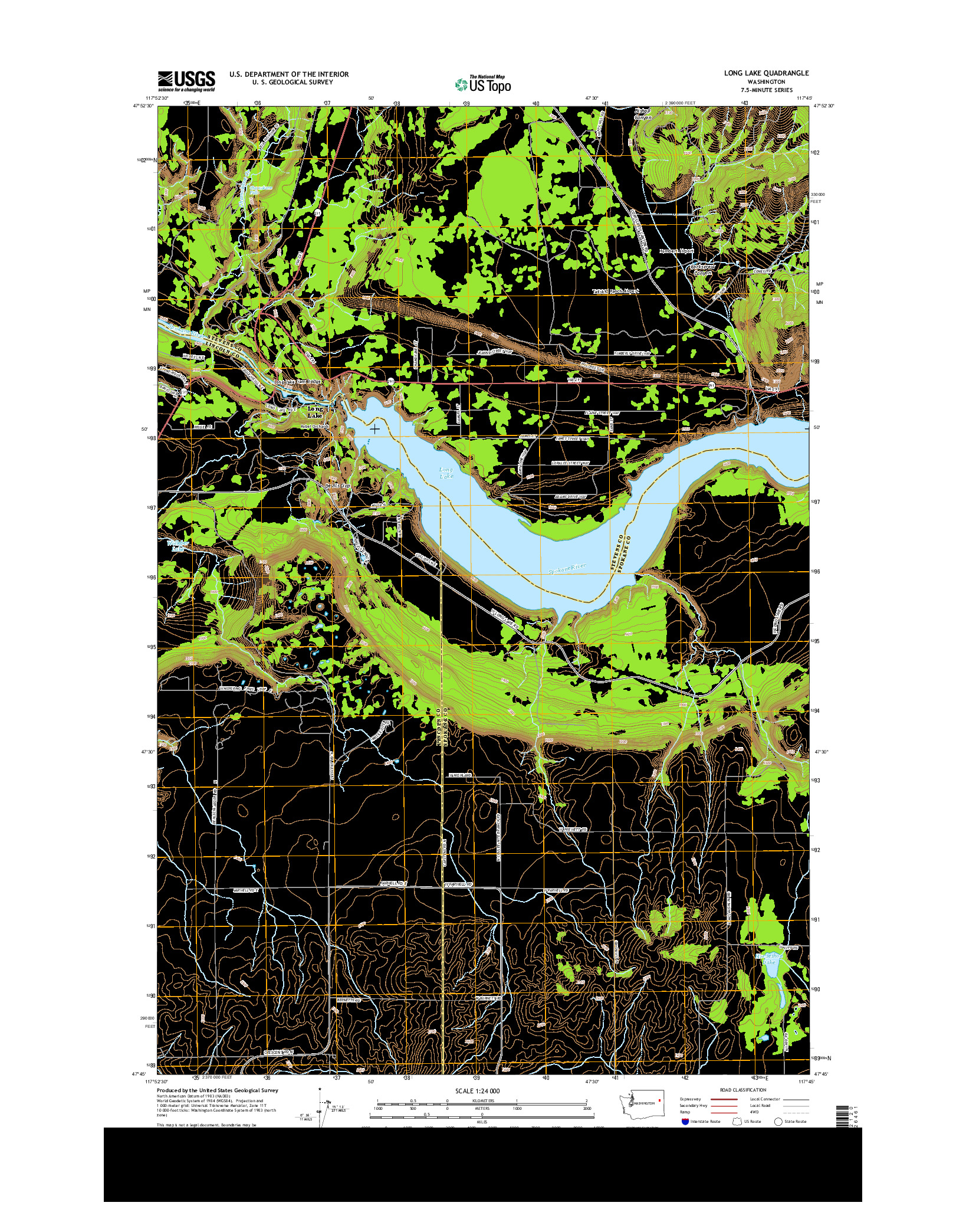 USGS US TOPO 7.5-MINUTE MAP FOR LONG LAKE, WA 2014