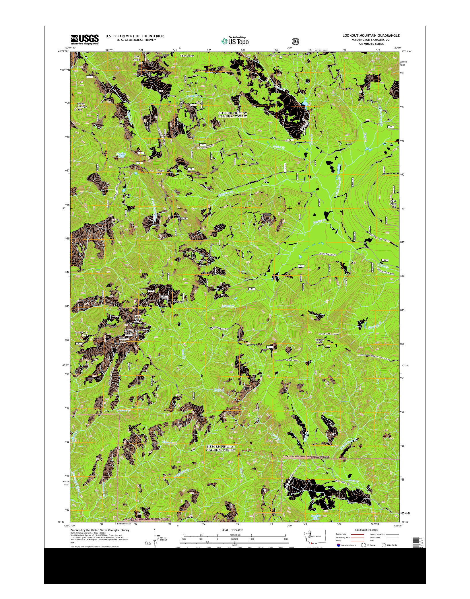 USGS US TOPO 7.5-MINUTE MAP FOR LOOKOUT MOUNTAIN, WA 2014