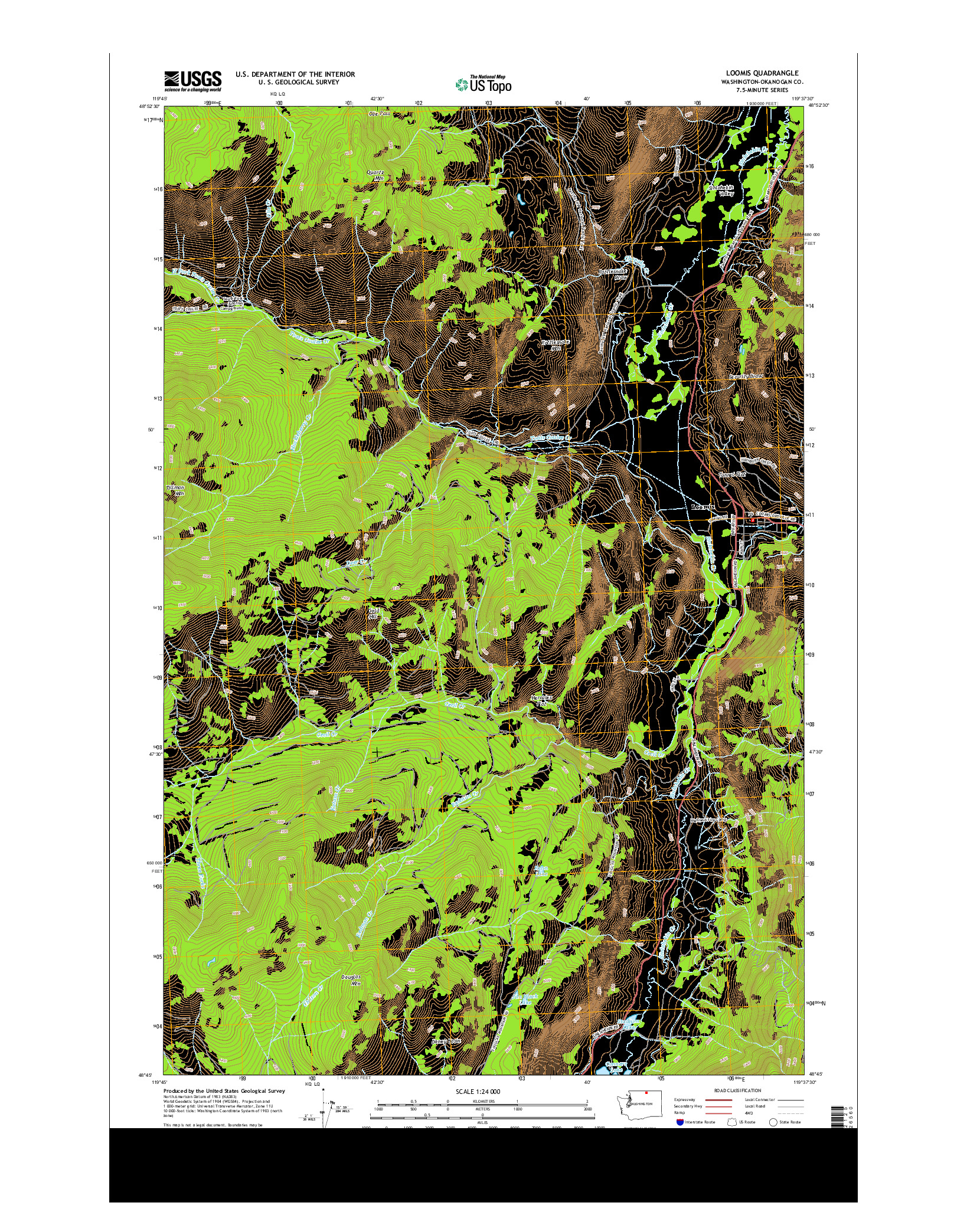 USGS US TOPO 7.5-MINUTE MAP FOR LOOMIS, WA 2014