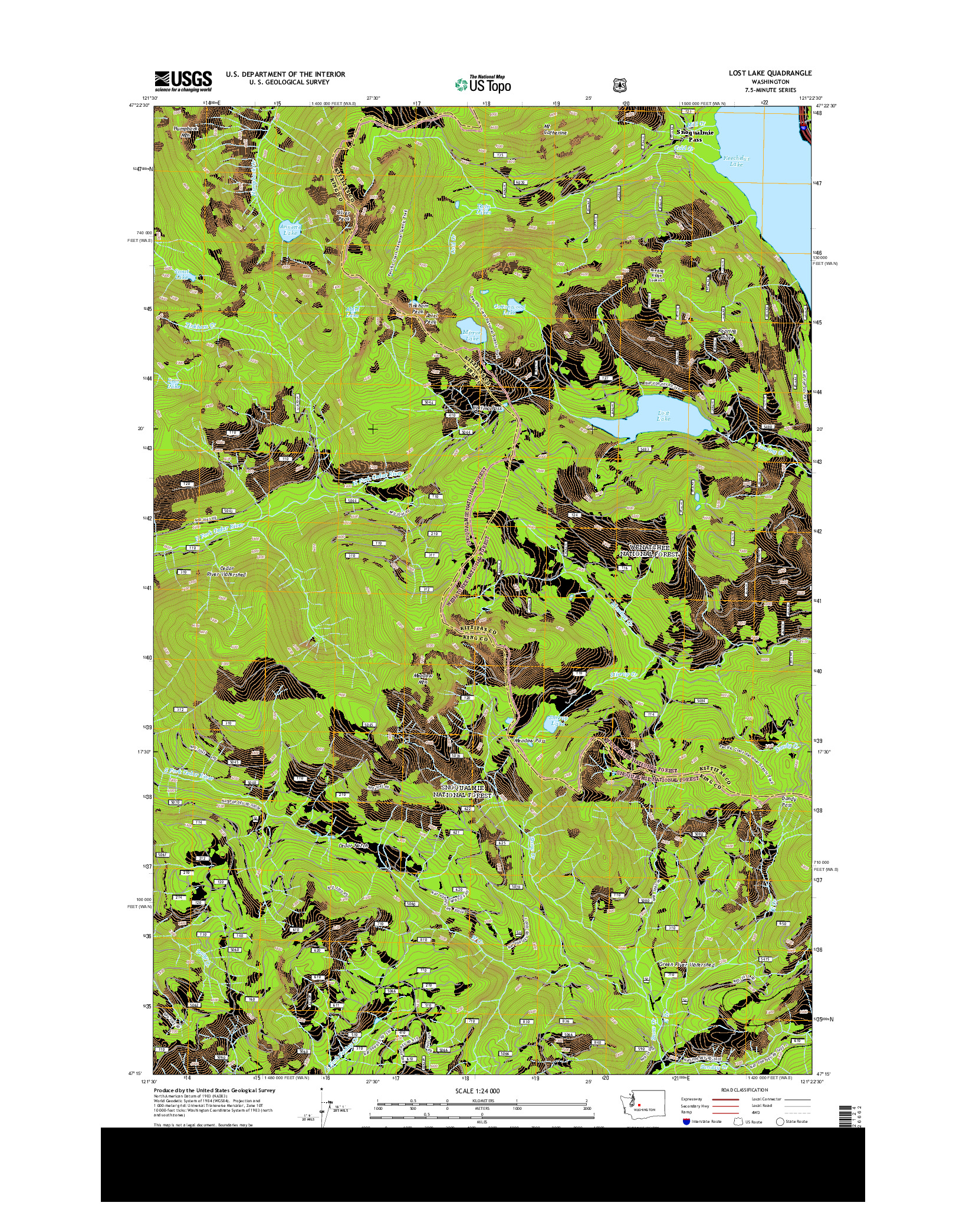 USGS US TOPO 7.5-MINUTE MAP FOR LOST LAKE, WA 2014