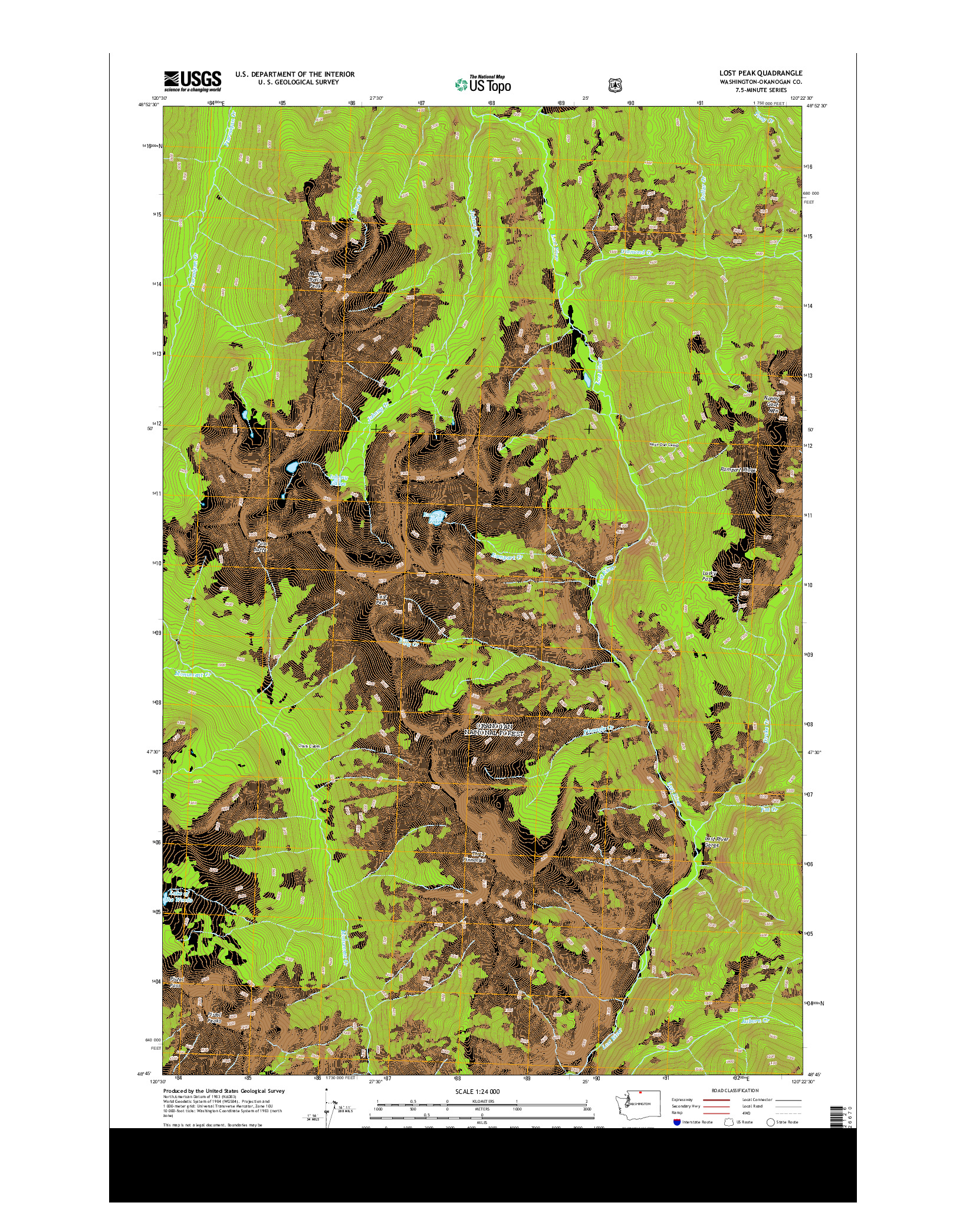 USGS US TOPO 7.5-MINUTE MAP FOR LOST PEAK, WA 2014