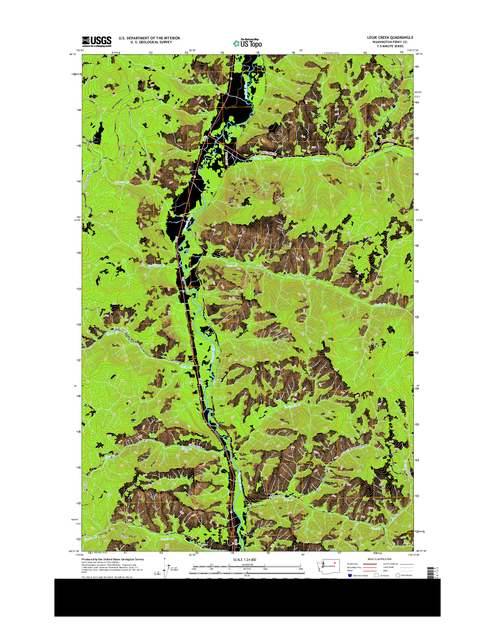 USGS US TOPO 7.5-MINUTE MAP FOR LOUIE CREEK, WA 2014