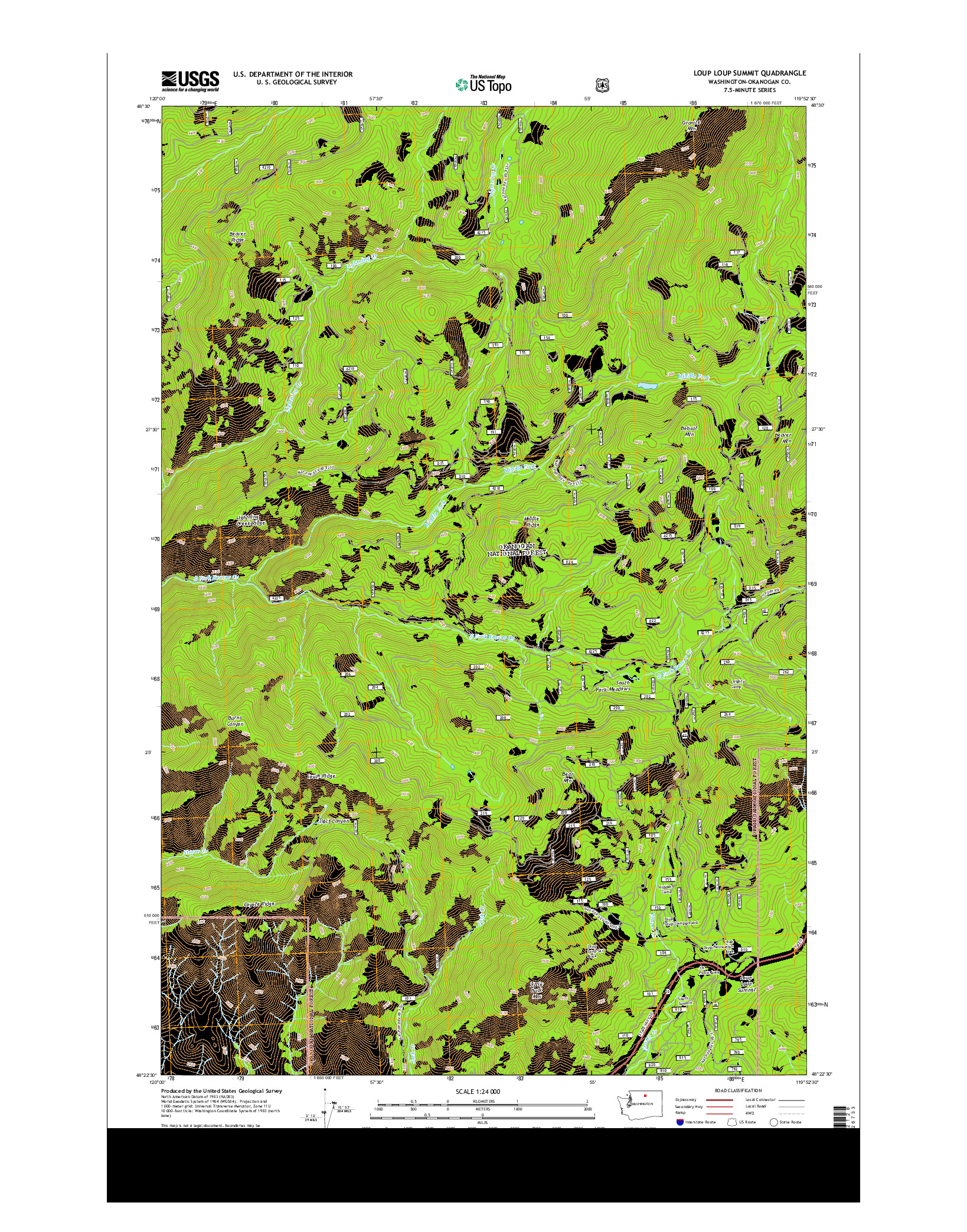 USGS US TOPO 7.5-MINUTE MAP FOR LOUP LOUP SUMMIT, WA 2014