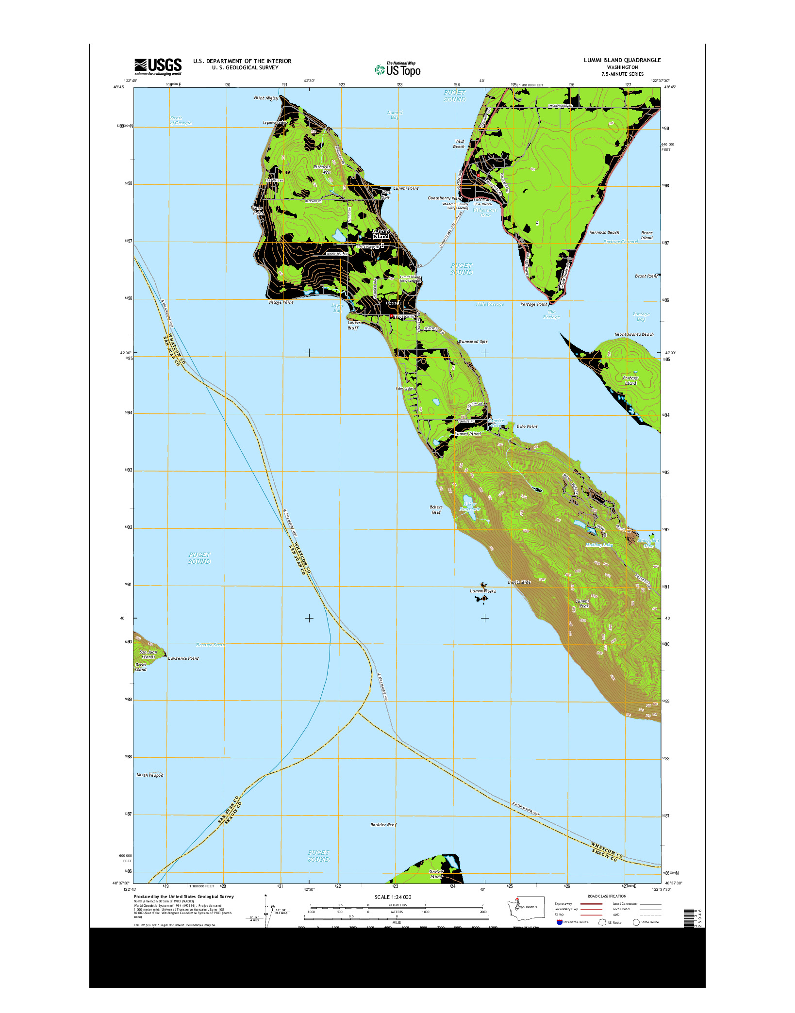 USGS US TOPO 7.5-MINUTE MAP FOR LUMMI ISLAND, WA 2014
