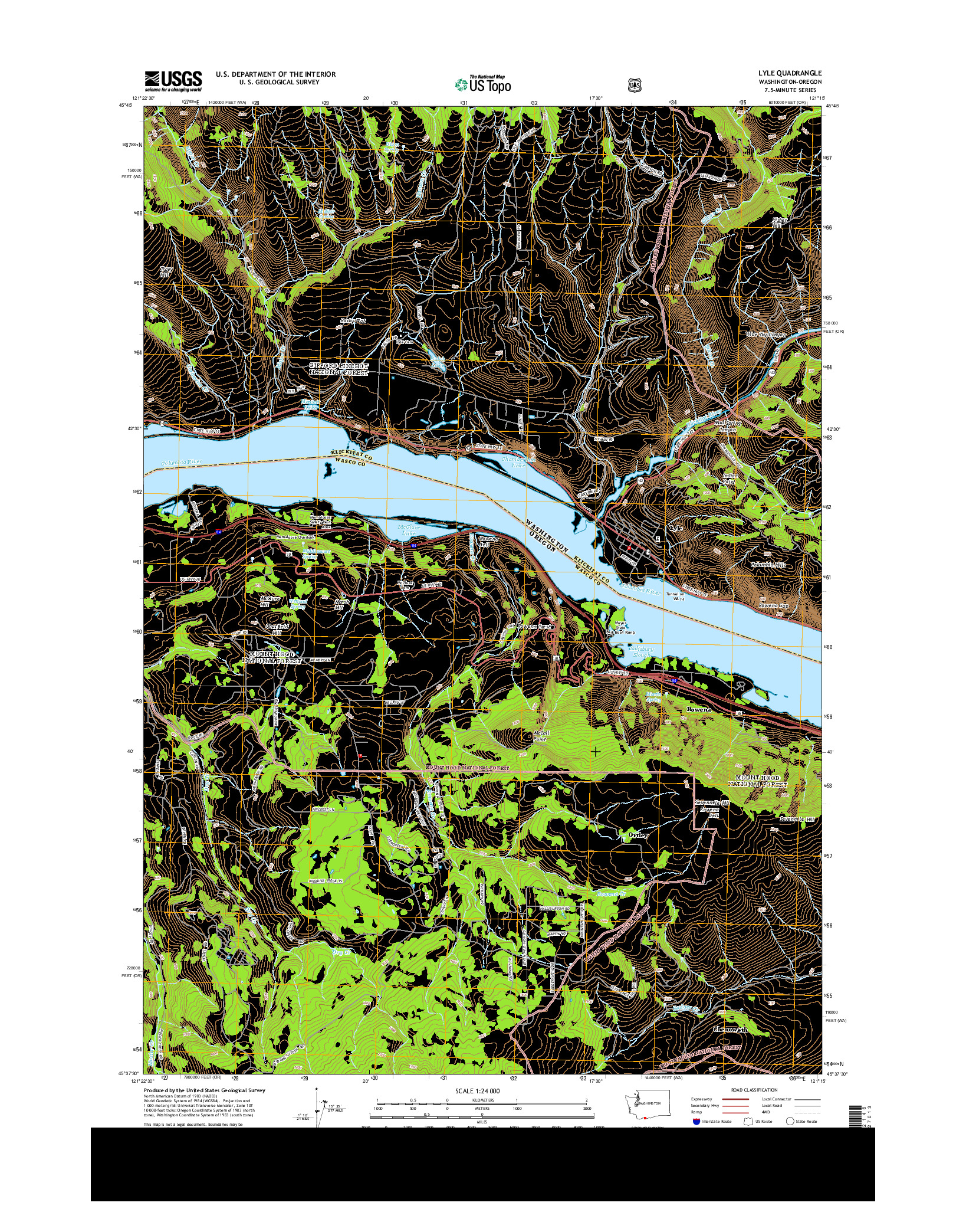 USGS US TOPO 7.5-MINUTE MAP FOR LYLE, WA-OR 2014