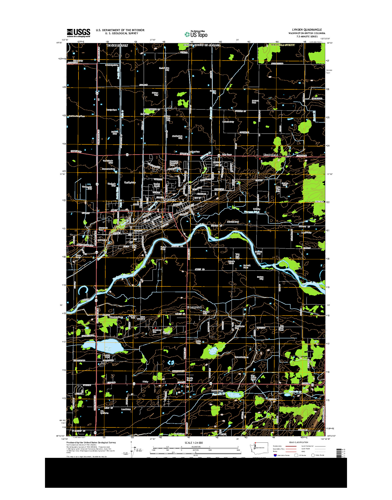 USGS US TOPO 7.5-MINUTE MAP FOR LYNDEN, WA-BC 2014