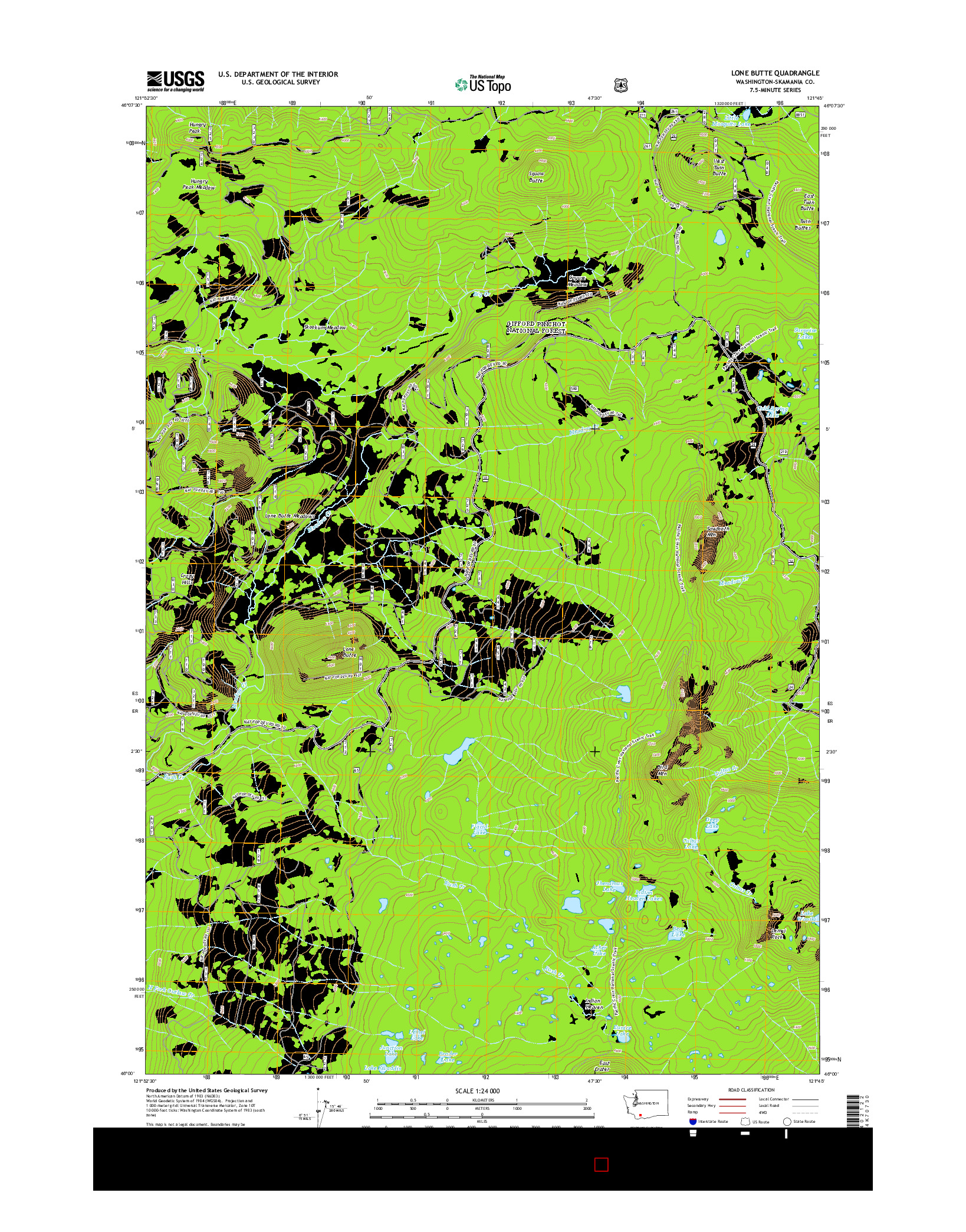 USGS US TOPO 7.5-MINUTE MAP FOR LONE BUTTE, WA 2014