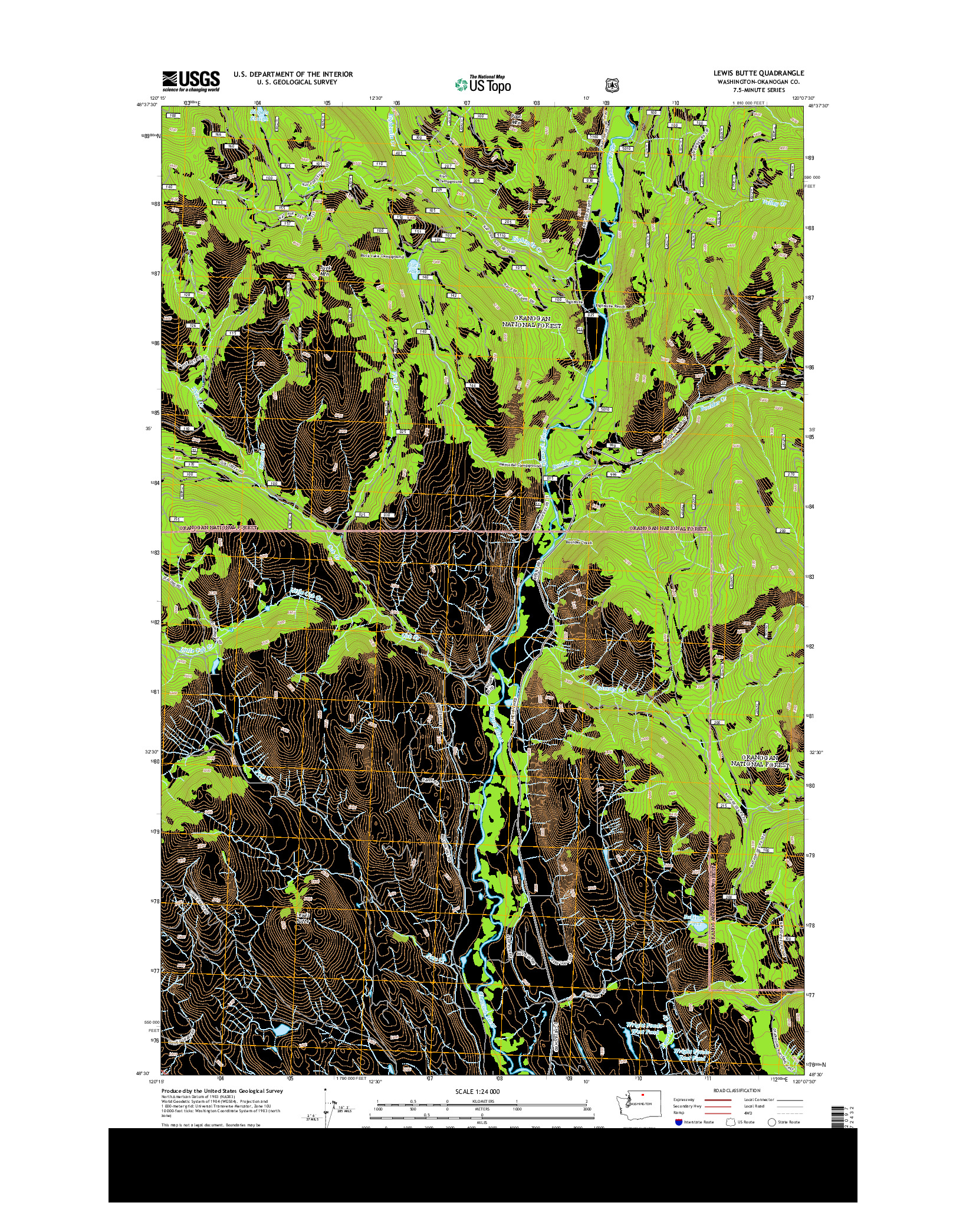 USGS US TOPO 7.5-MINUTE MAP FOR LEWIS BUTTE, WA 2014