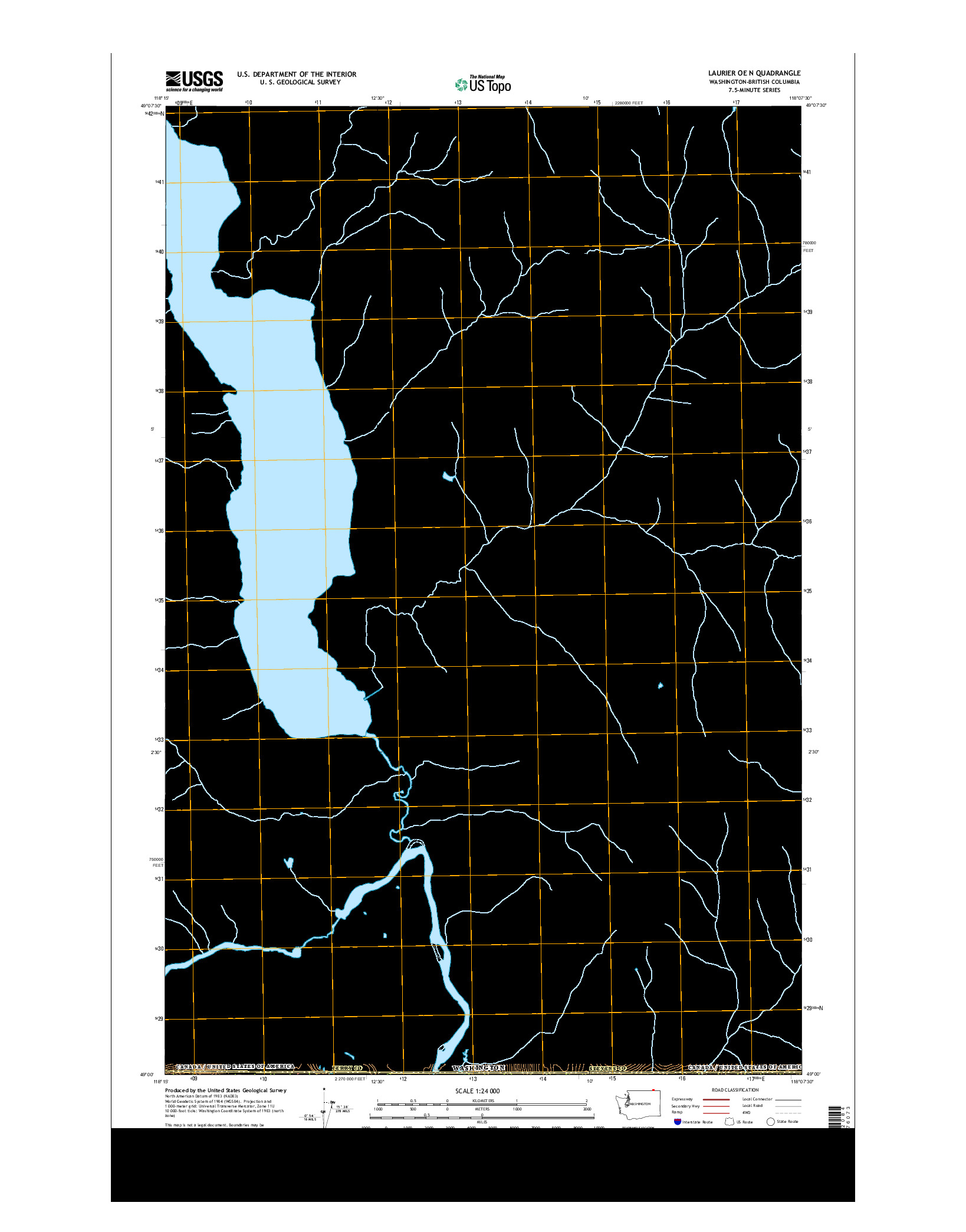 USGS US TOPO 7.5-MINUTE MAP FOR LAURIER OE N, WA-BC 2014