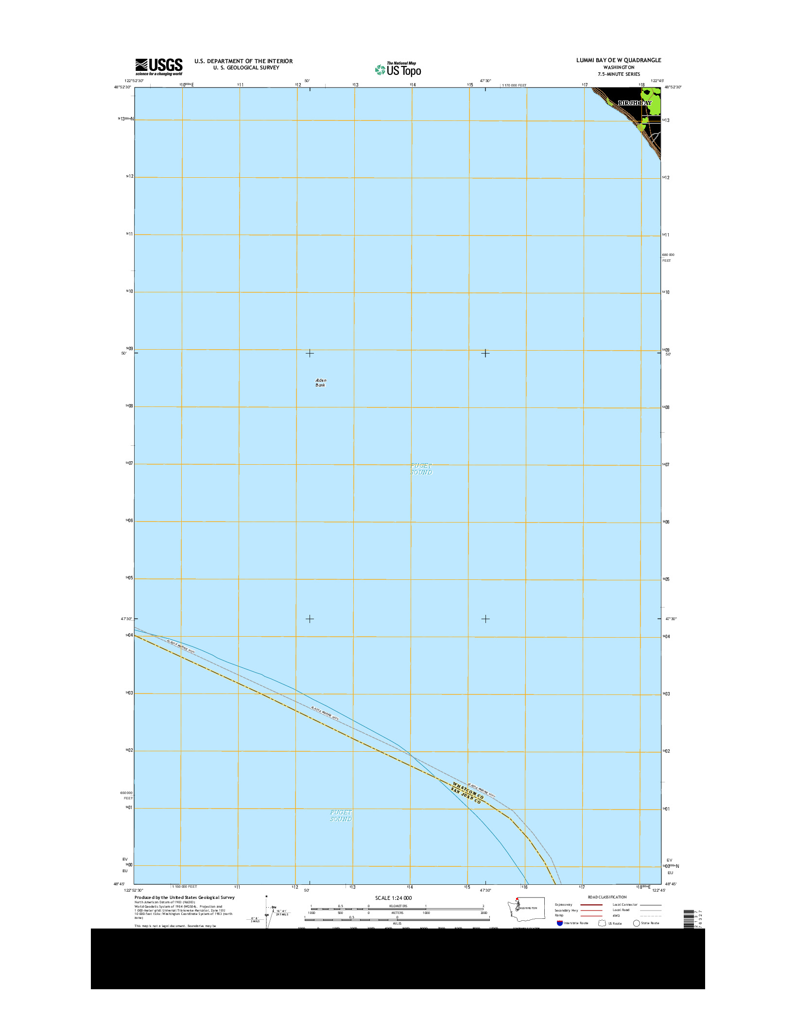 USGS US TOPO 7.5-MINUTE MAP FOR LUMMI BAY OE W, WA 2014