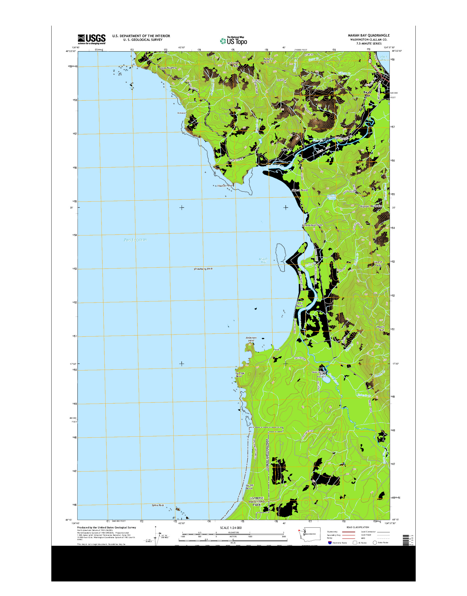 USGS US TOPO 7.5-MINUTE MAP FOR MAKAH BAY, WA 2014
