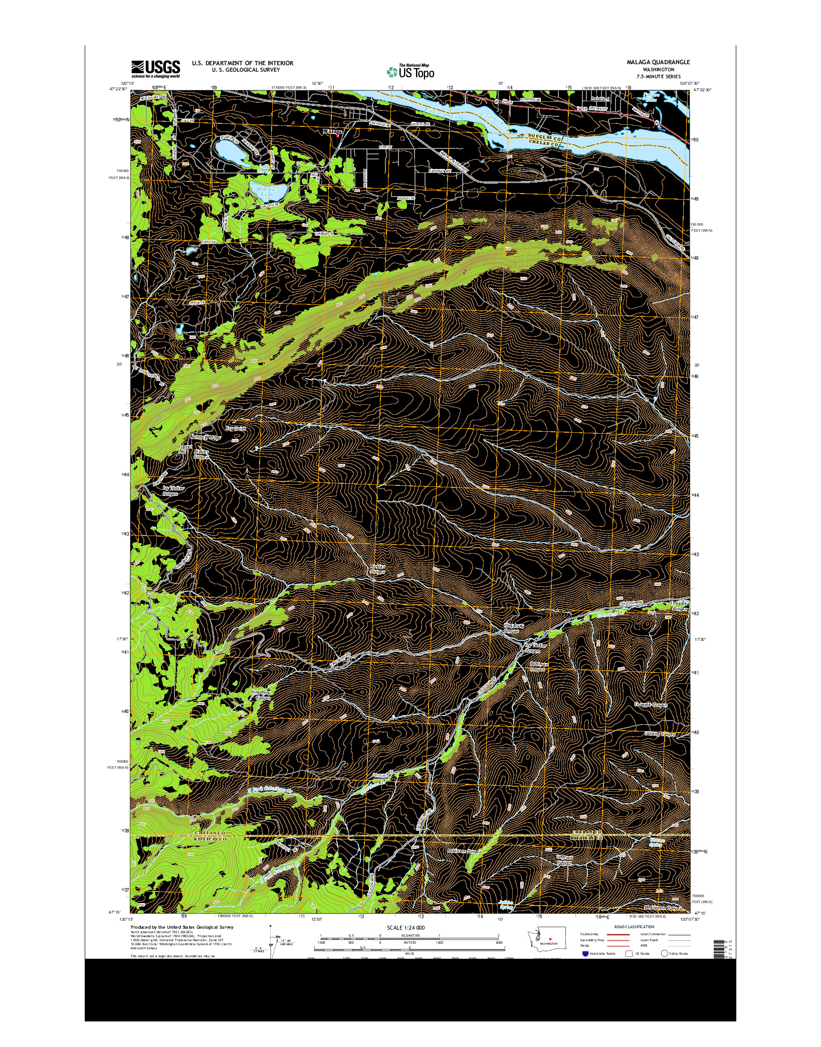 USGS US TOPO 7.5-MINUTE MAP FOR MALAGA, WA 2014