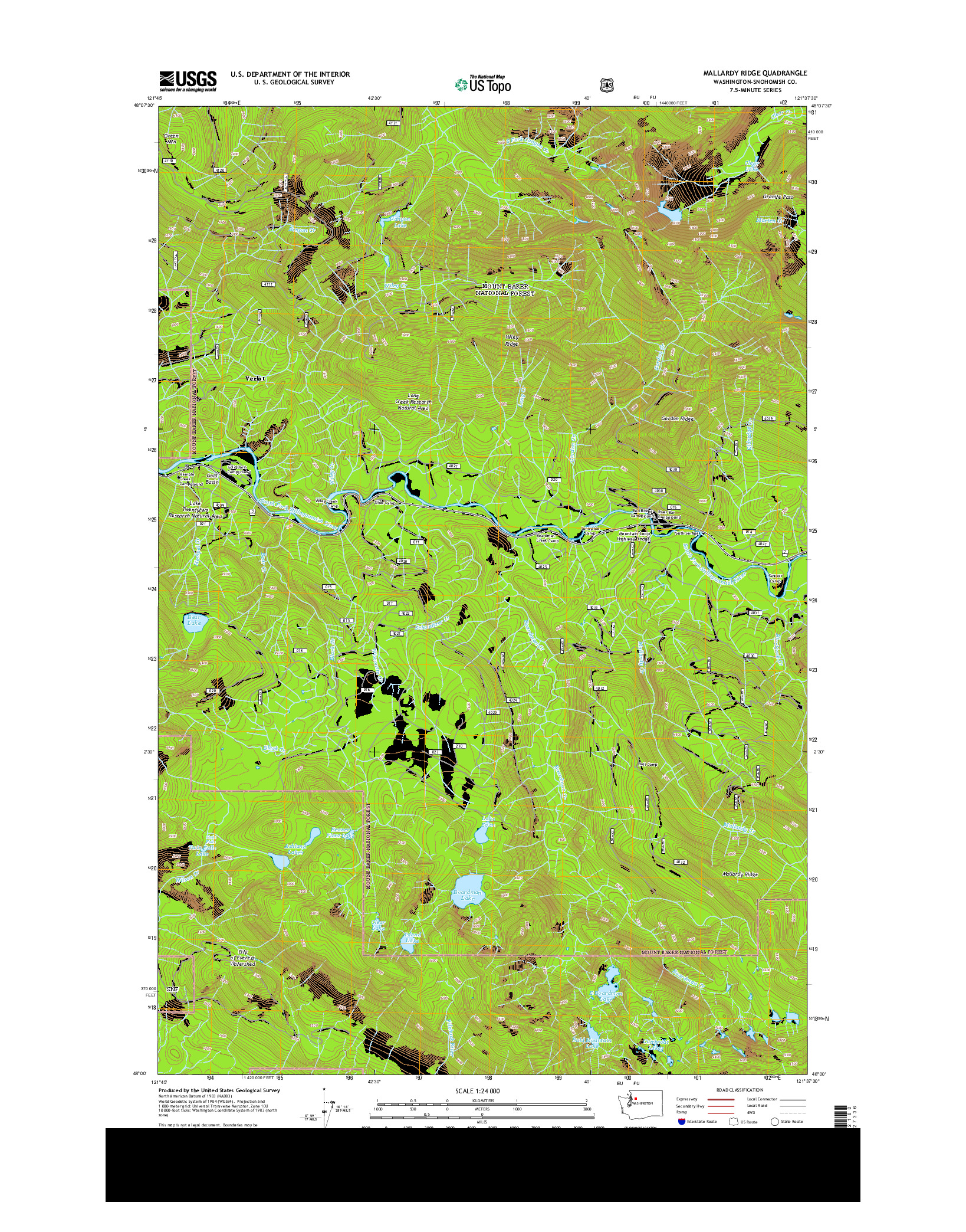 USGS US TOPO 7.5-MINUTE MAP FOR MALLARDY RIDGE, WA 2014