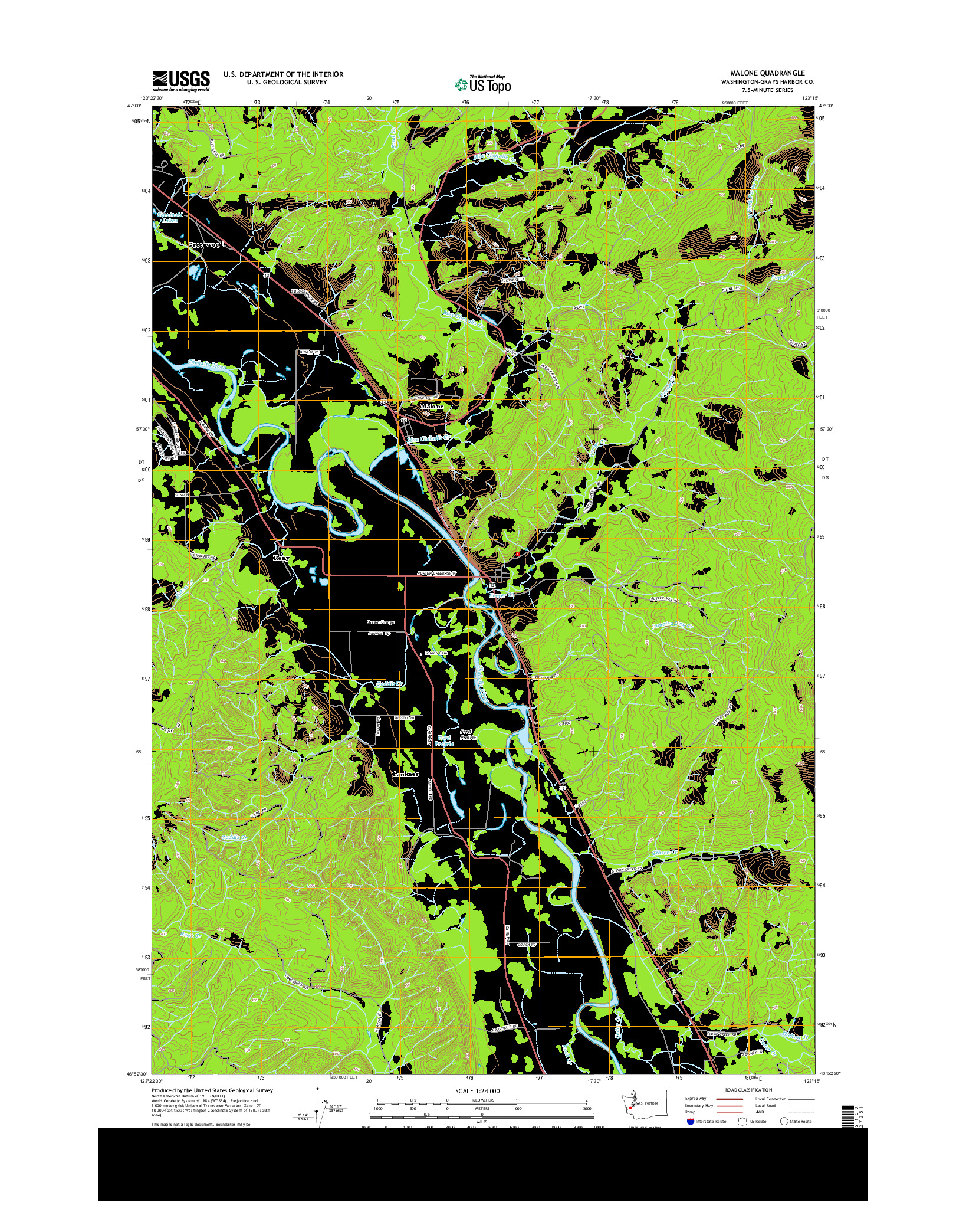 USGS US TOPO 7.5-MINUTE MAP FOR MALONE, WA 2014