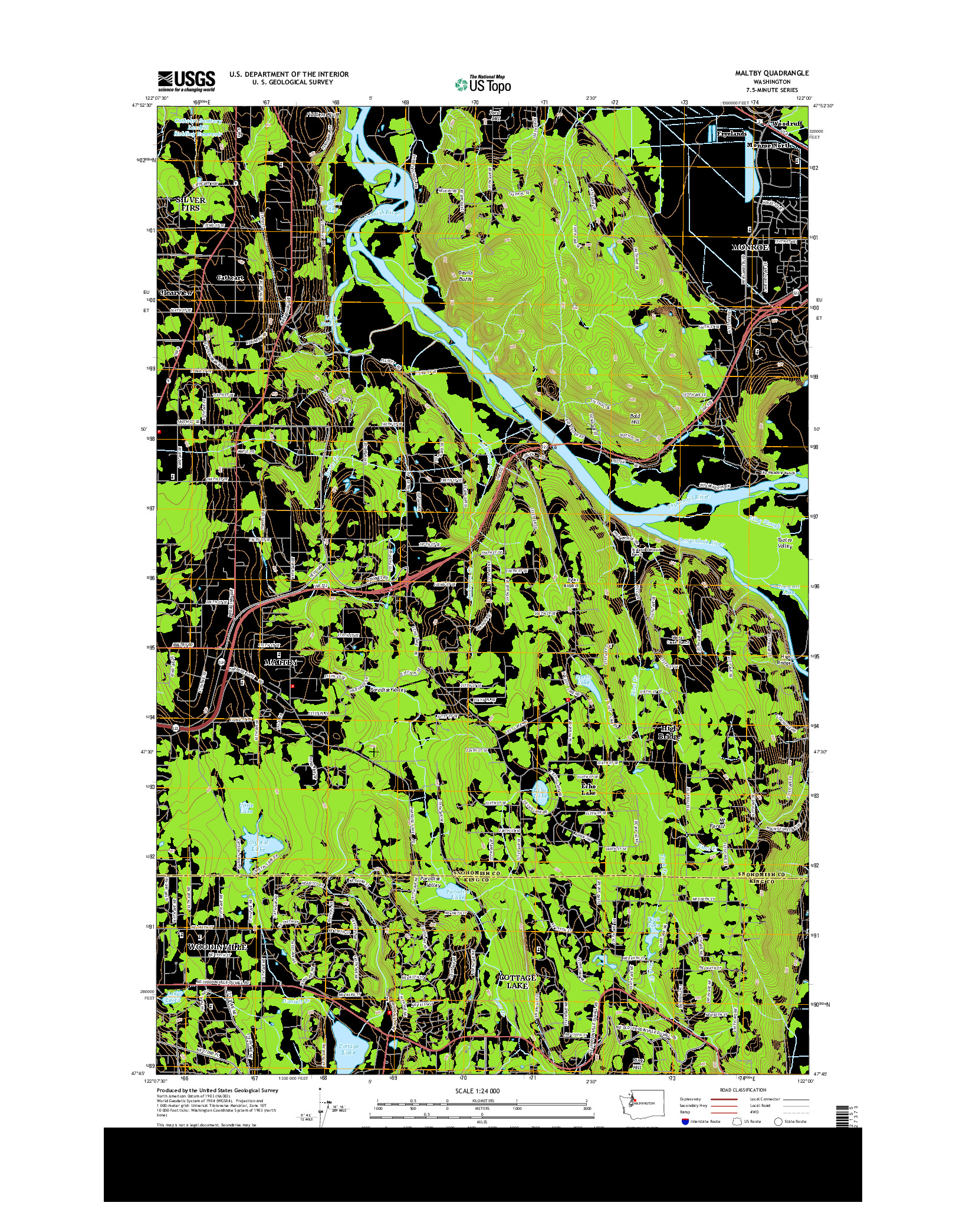 USGS US TOPO 7.5-MINUTE MAP FOR MALTBY, WA 2014