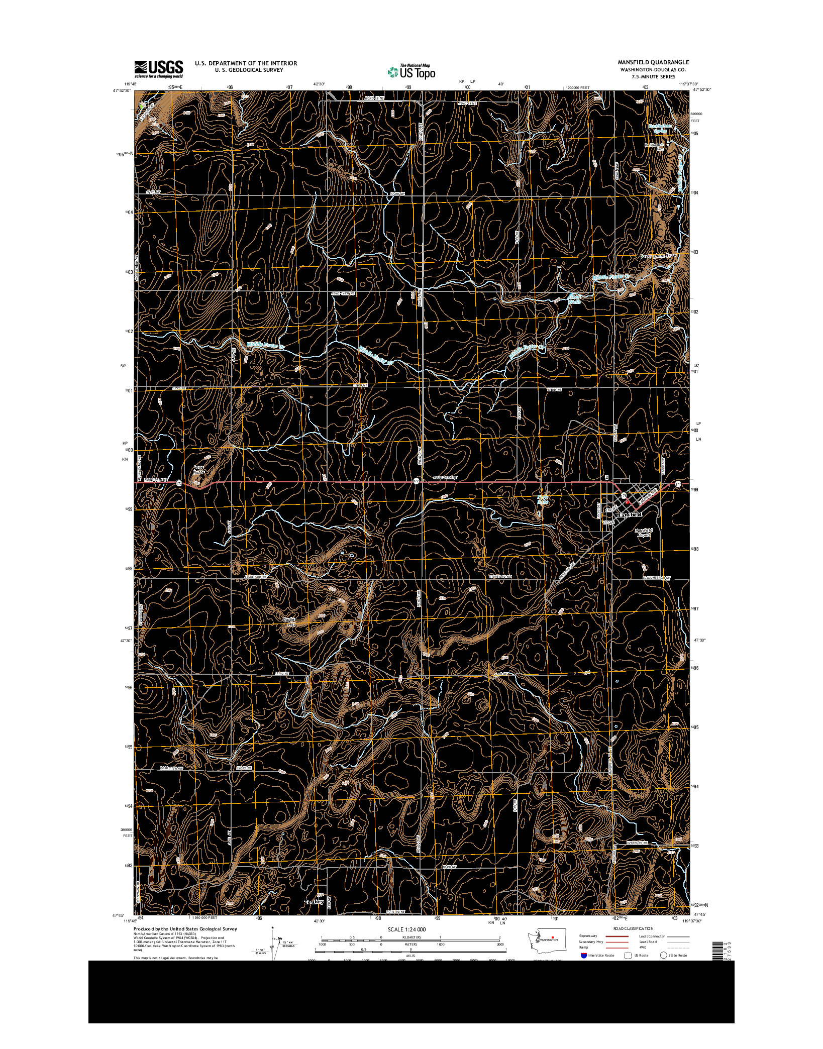 USGS US TOPO 7.5-MINUTE MAP FOR MANSFIELD, WA 2014