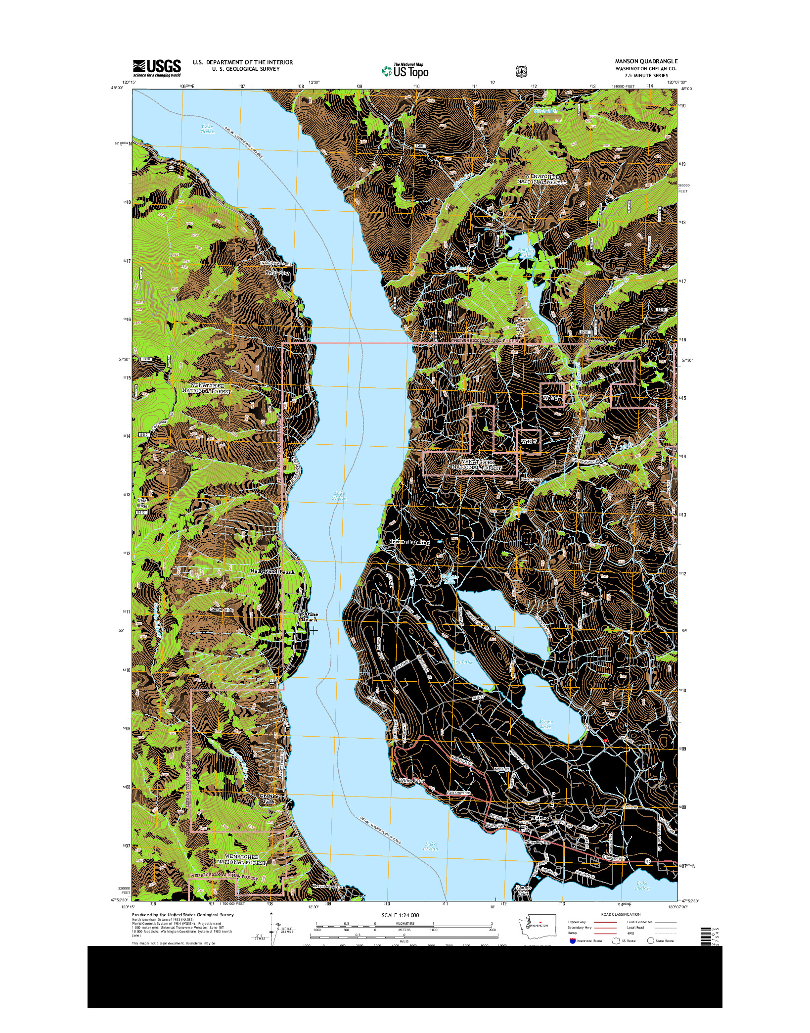 USGS US TOPO 7.5-MINUTE MAP FOR MANSON, WA 2014