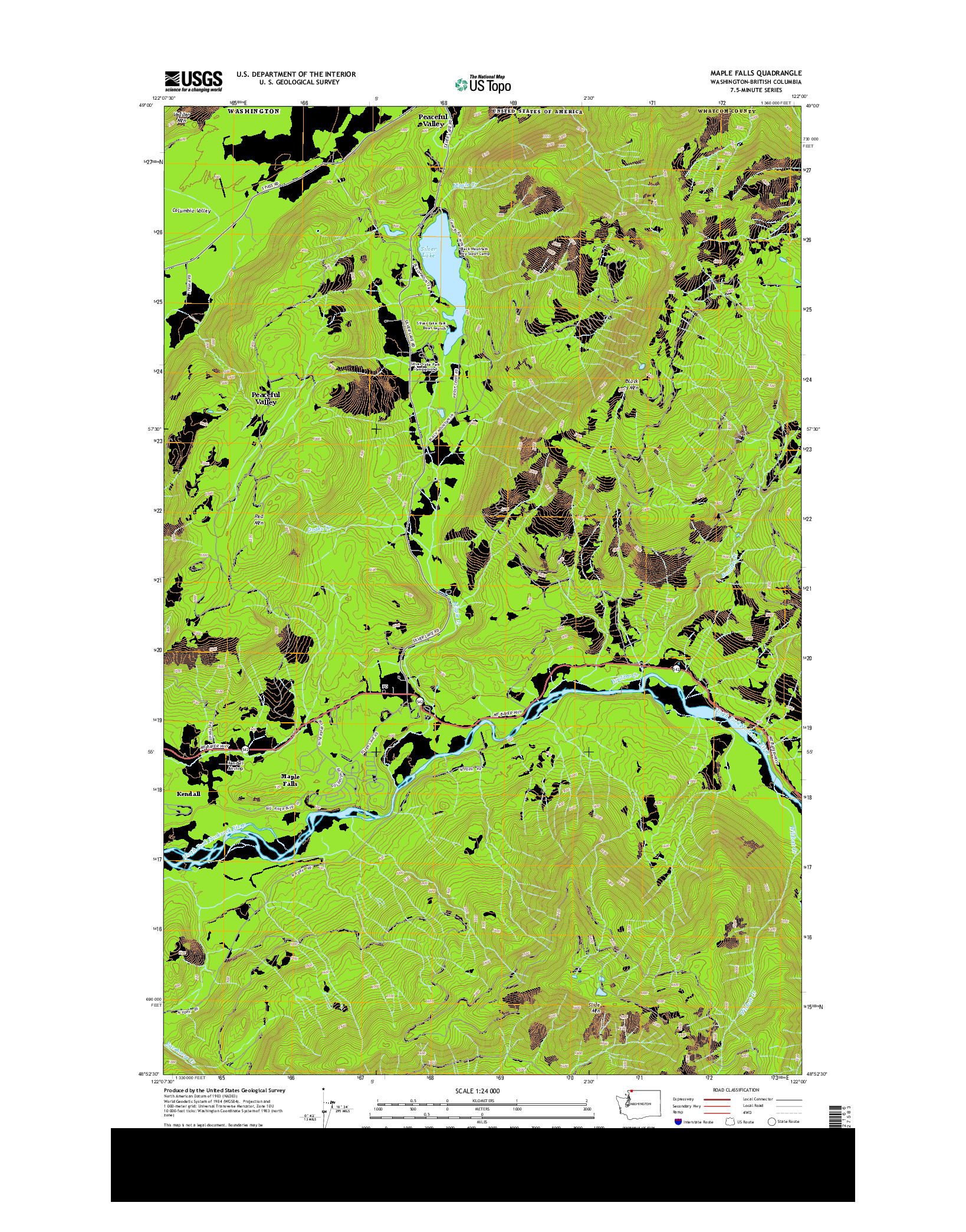 USGS US TOPO 7.5-MINUTE MAP FOR MAPLE FALLS, WA-BC 2014