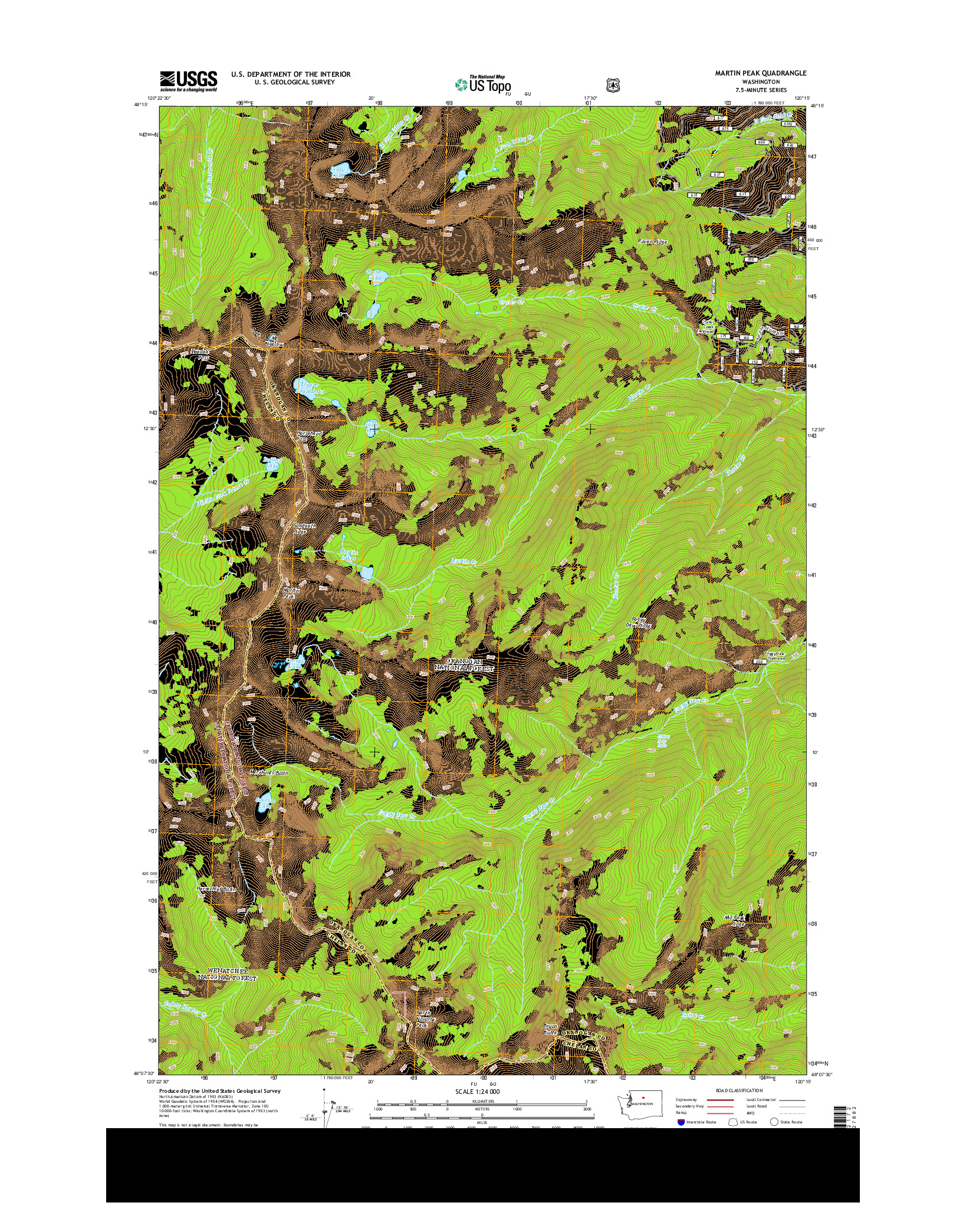 USGS US TOPO 7.5-MINUTE MAP FOR MARTIN PEAK, WA 2014