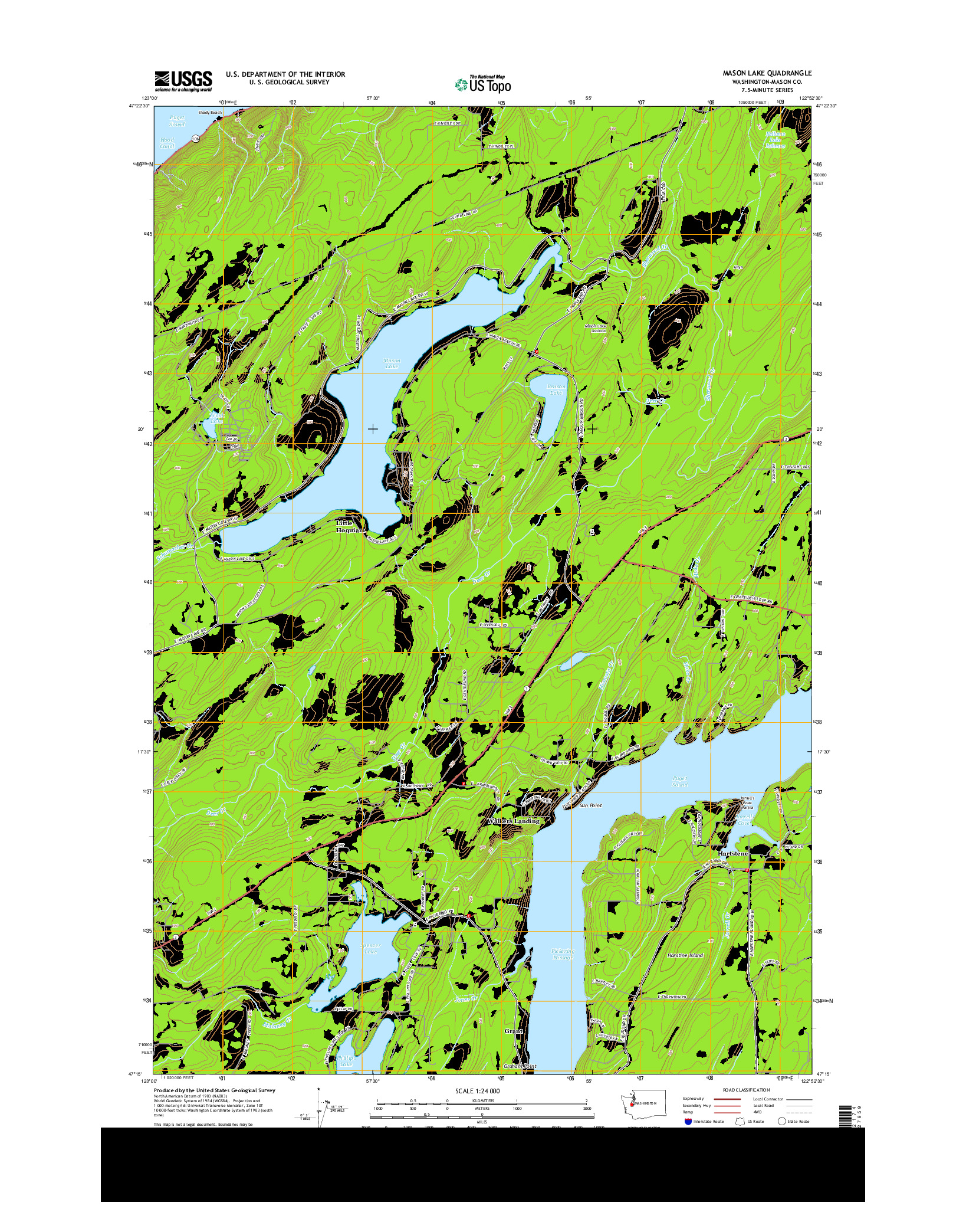 USGS US TOPO 7.5-MINUTE MAP FOR MASON LAKE, WA 2014