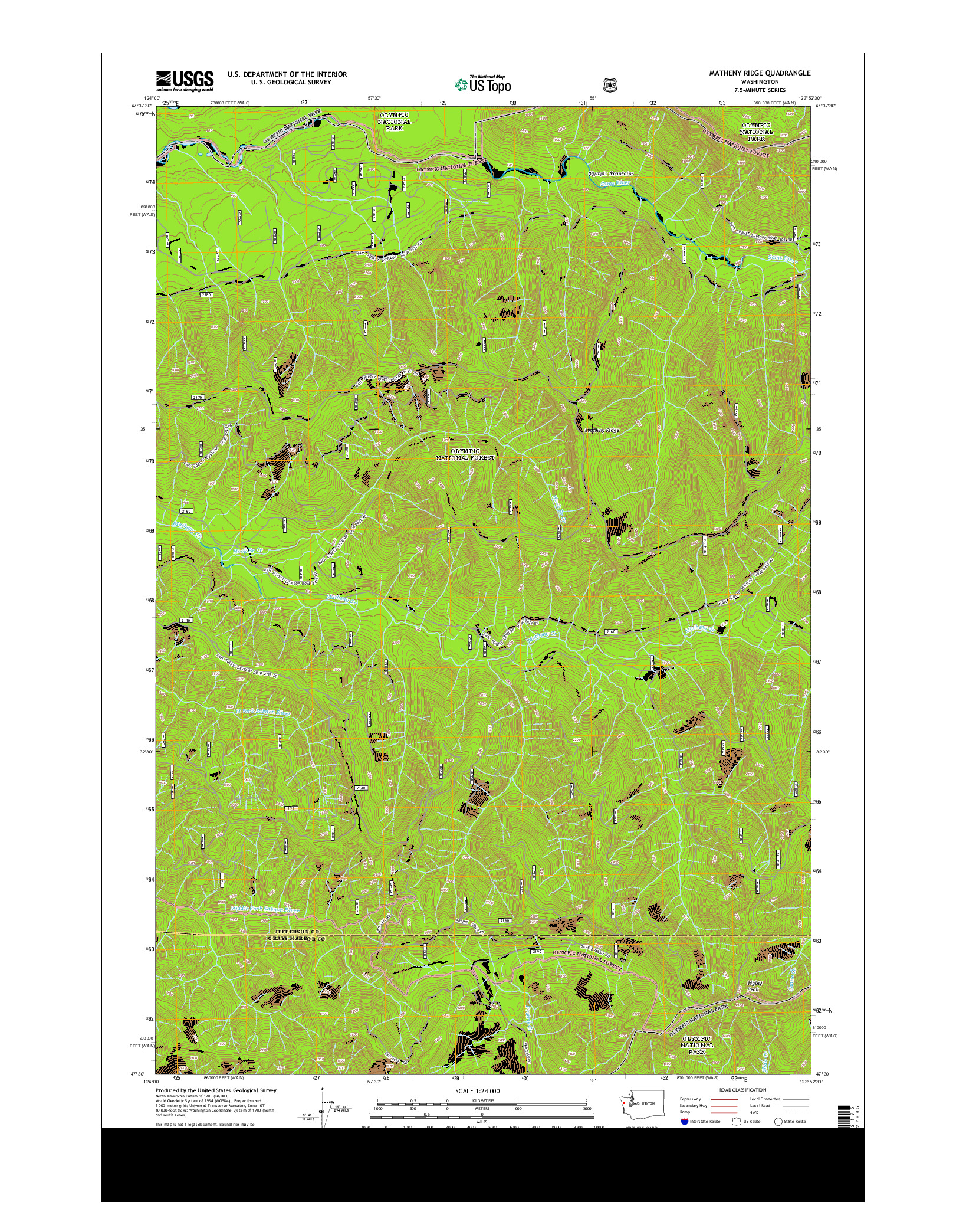 USGS US TOPO 7.5-MINUTE MAP FOR MATHENY RIDGE, WA 2014