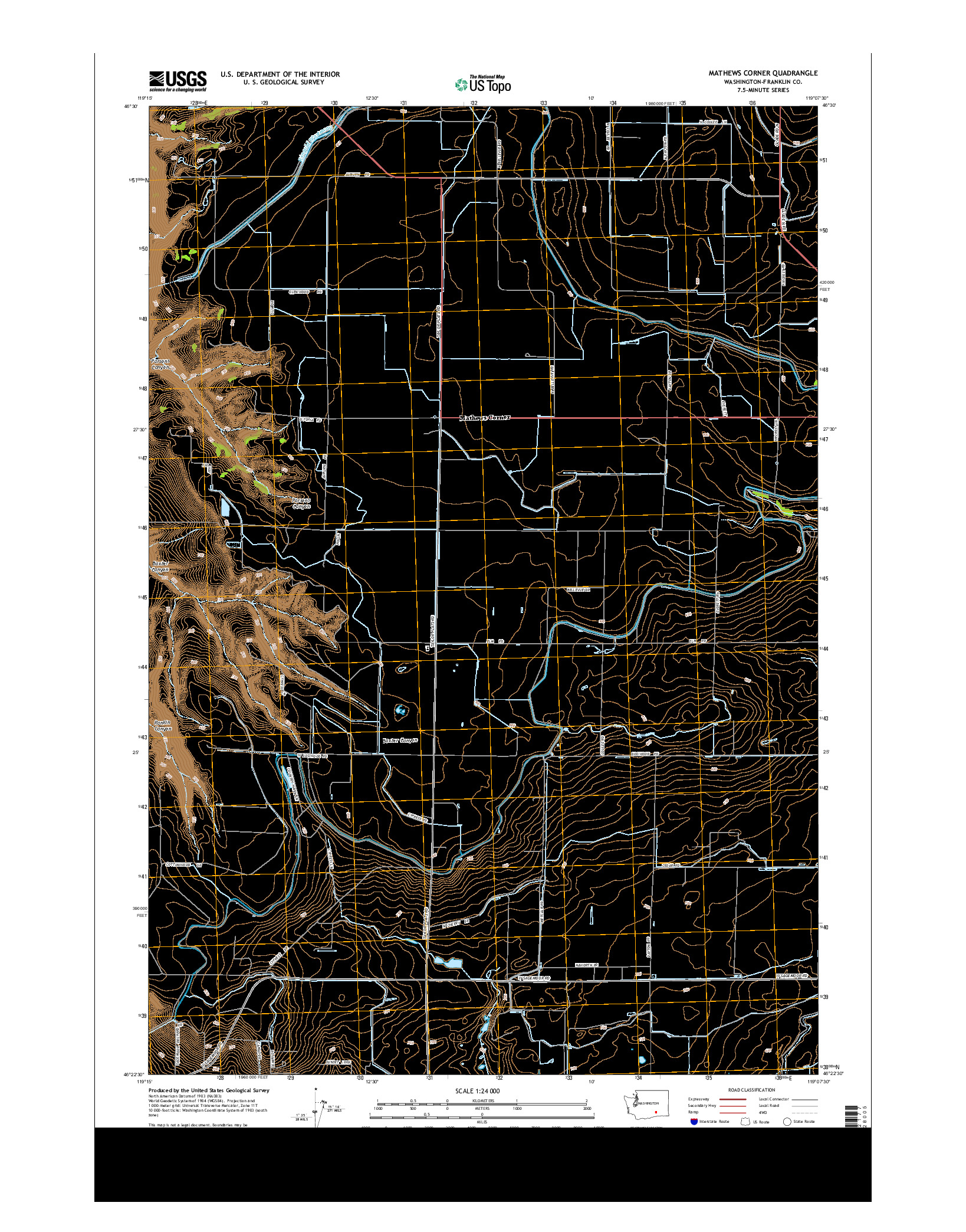 USGS US TOPO 7.5-MINUTE MAP FOR MATHEWS CORNER, WA 2014