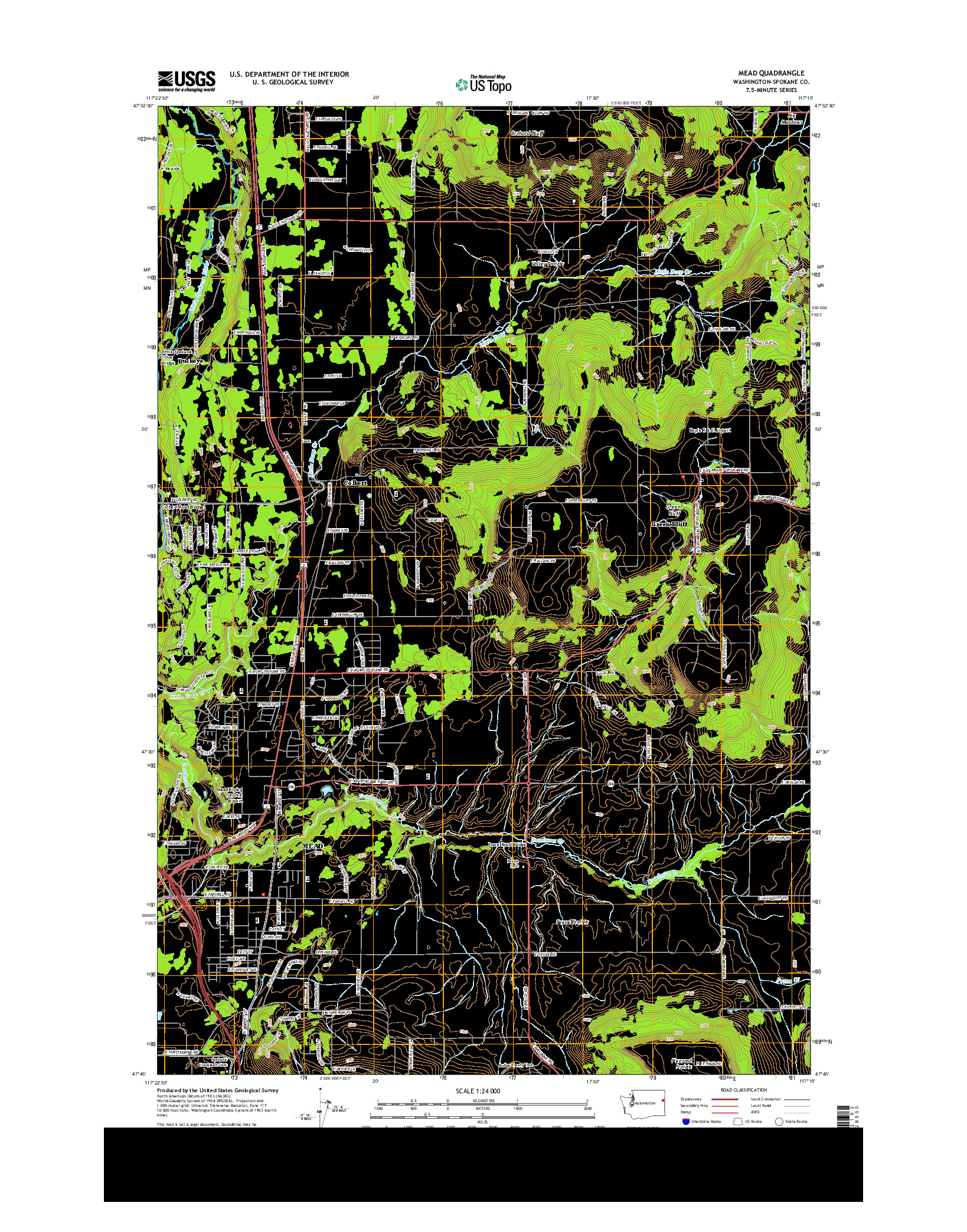 USGS US TOPO 7.5-MINUTE MAP FOR MEAD, WA 2014