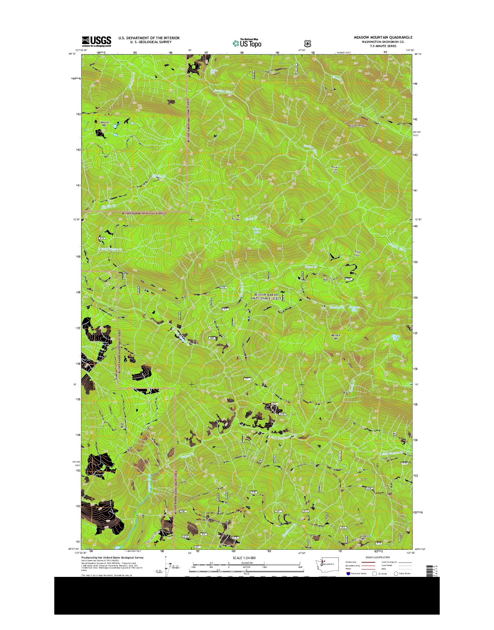 USGS US TOPO 7.5-MINUTE MAP FOR MEADOW MOUNTAIN, WA 2014