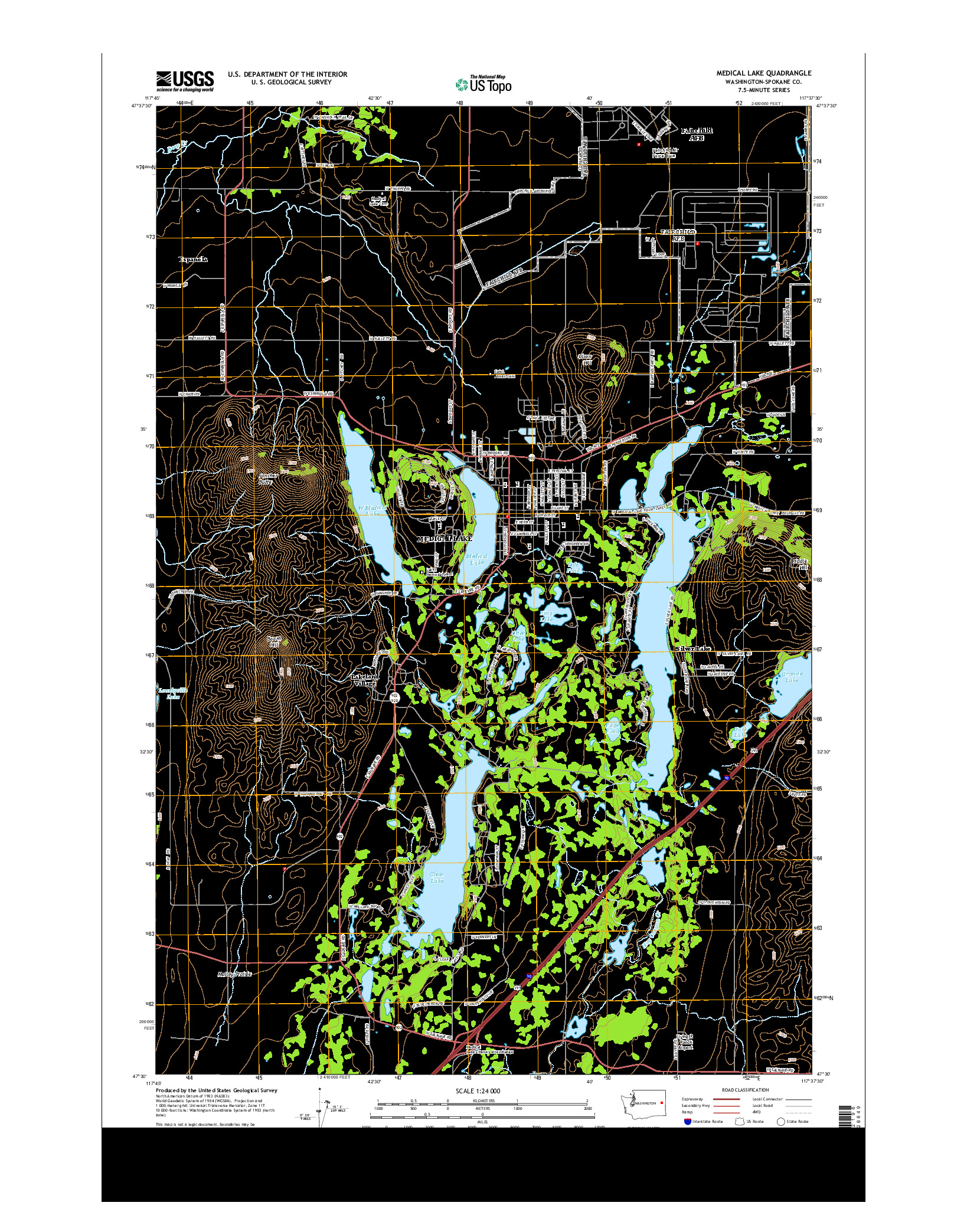 USGS US TOPO 7.5-MINUTE MAP FOR MEDICAL LAKE, WA 2014