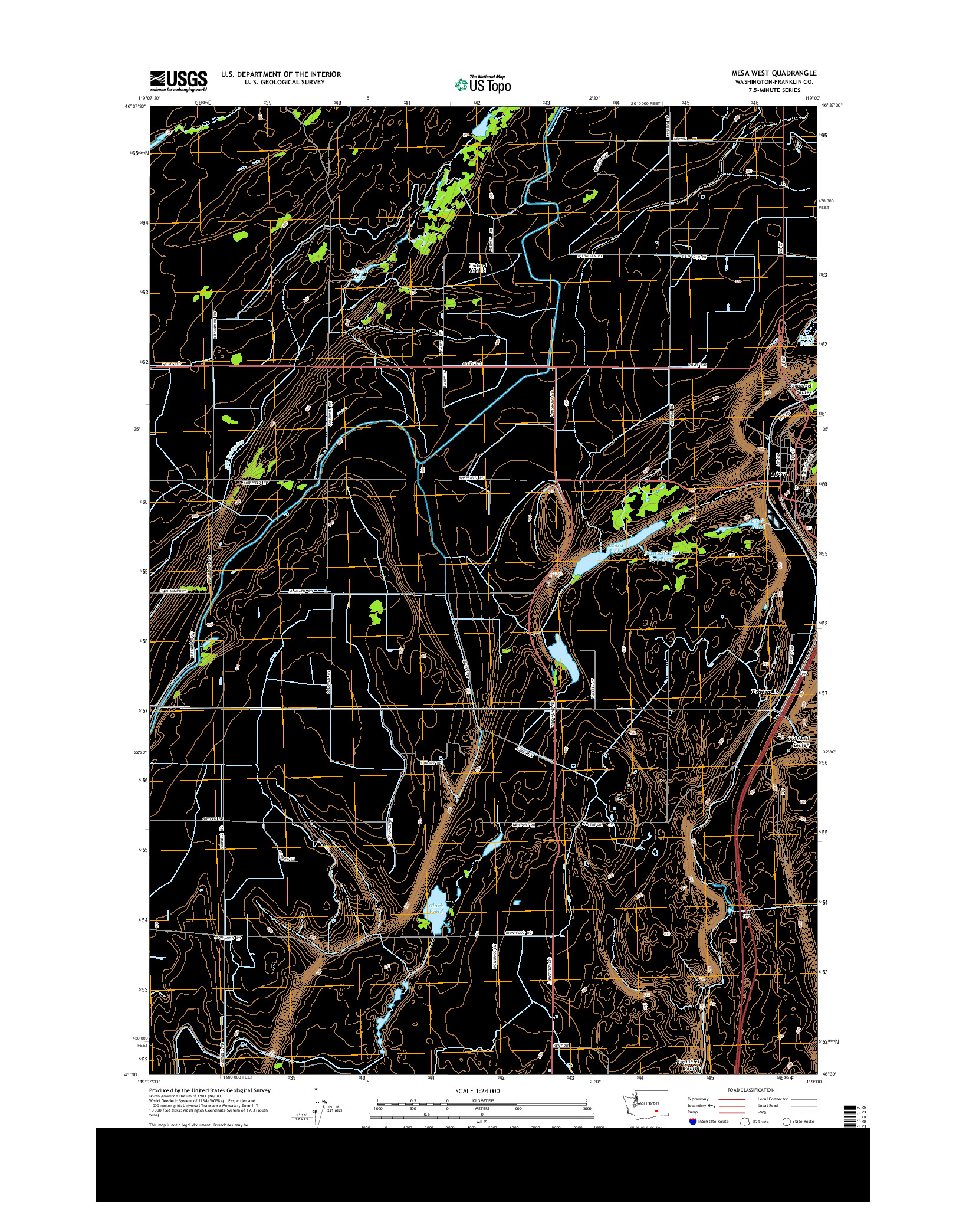 USGS US TOPO 7.5-MINUTE MAP FOR MESA WEST, WA 2014