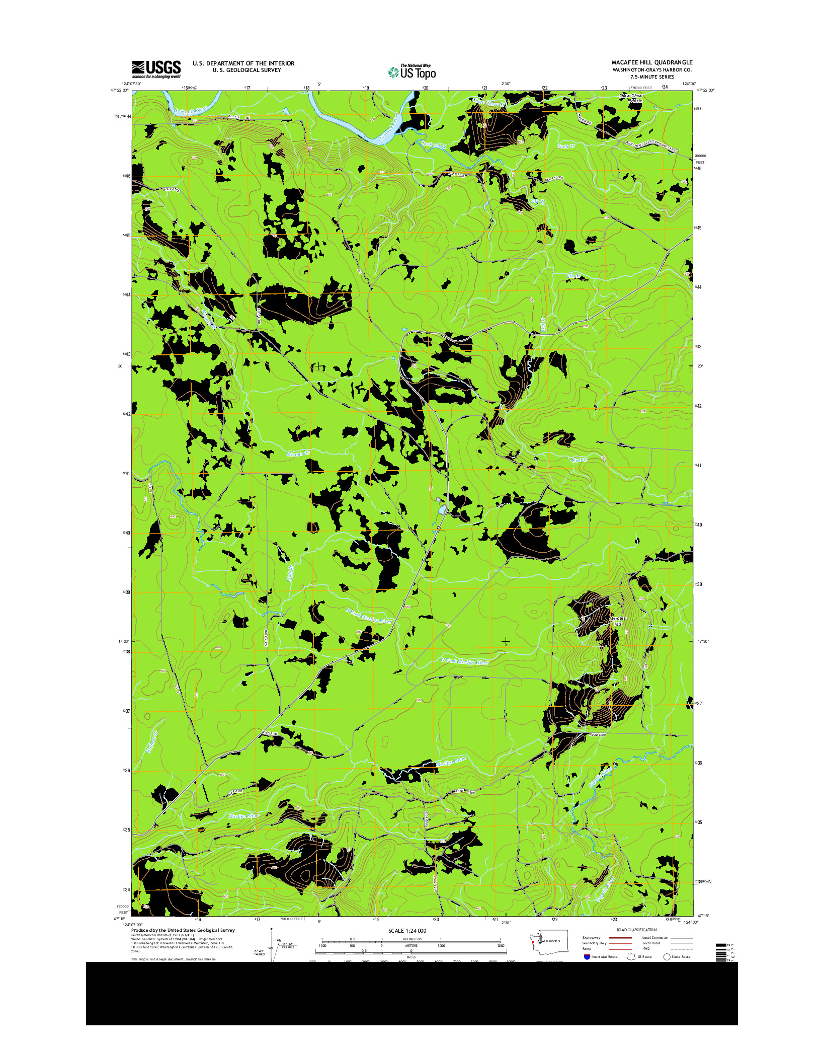 USGS US TOPO 7.5-MINUTE MAP FOR MACAFEE HILL, WA 2014