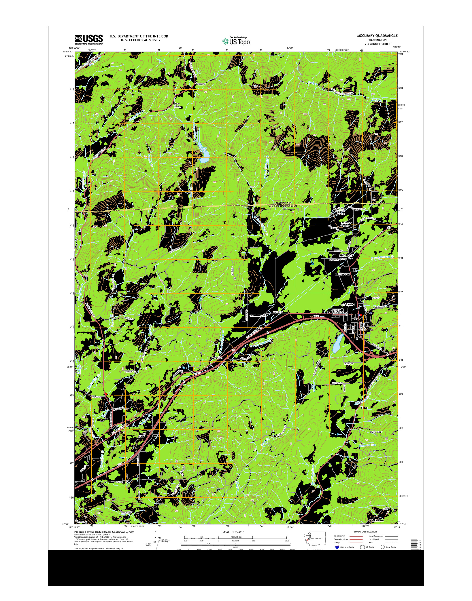 USGS US TOPO 7.5-MINUTE MAP FOR MCCLEARY, WA 2014