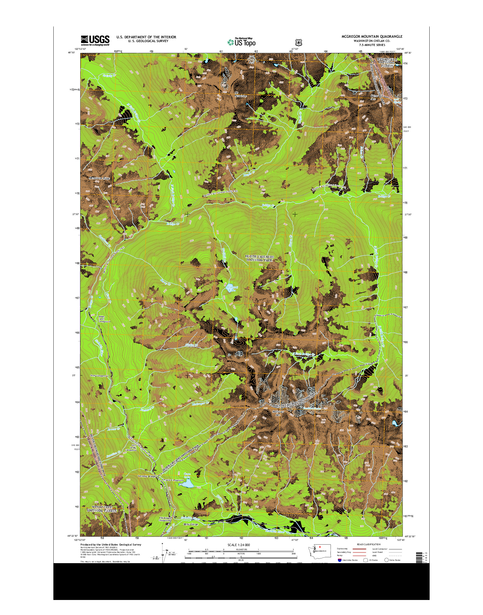 USGS US TOPO 7.5-MINUTE MAP FOR MCGREGOR MOUNTAIN, WA 2014