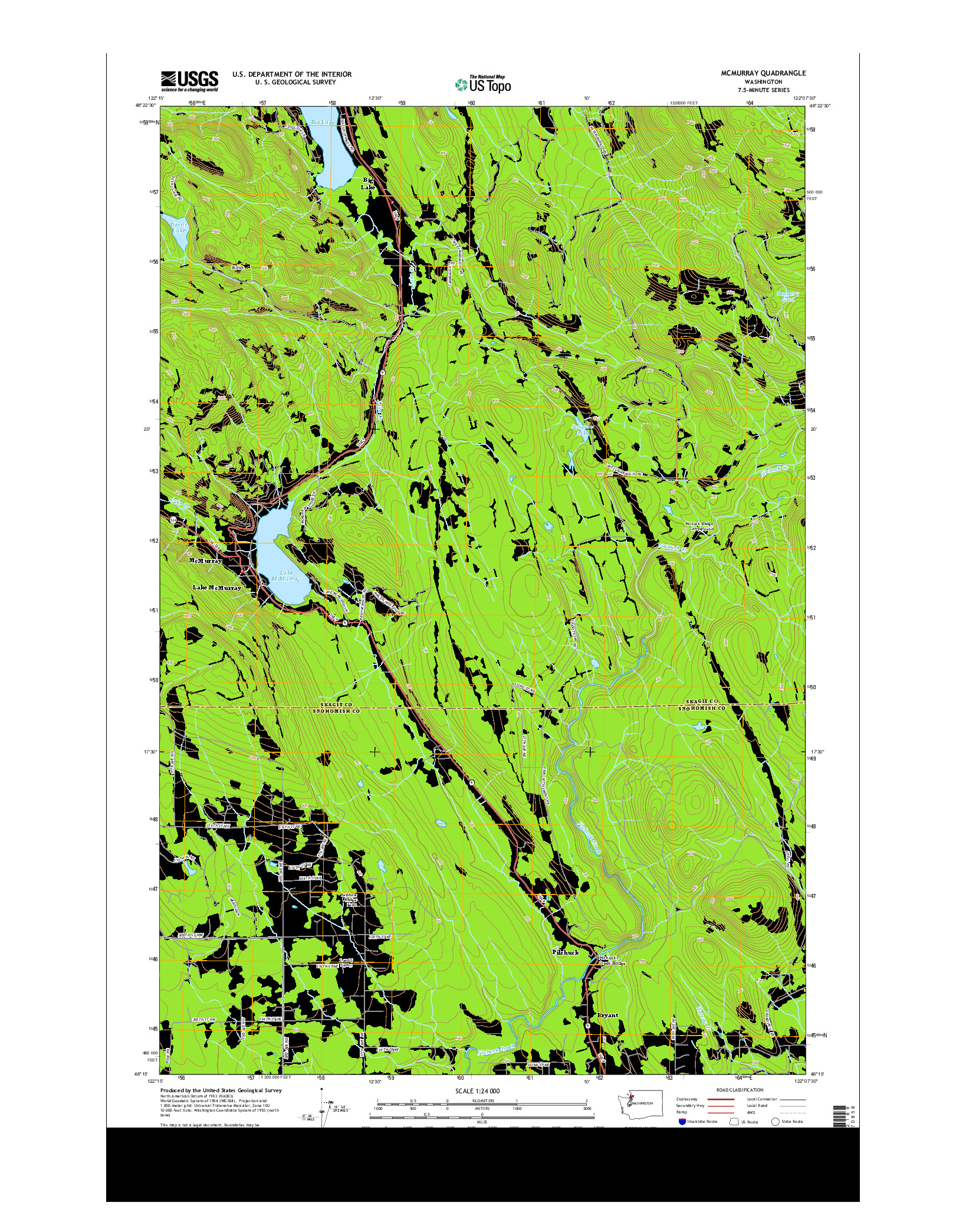 USGS US TOPO 7.5-MINUTE MAP FOR MCMURRAY, WA 2014