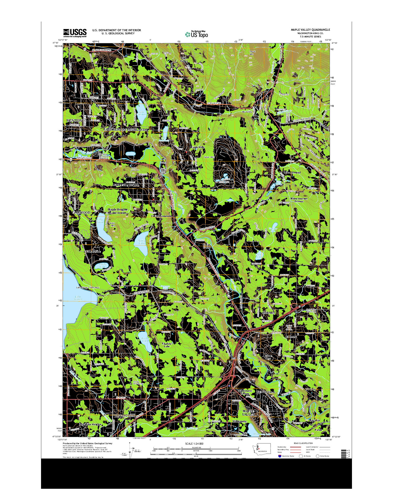 USGS US TOPO 7.5-MINUTE MAP FOR MAPLE VALLEY, WA 2014