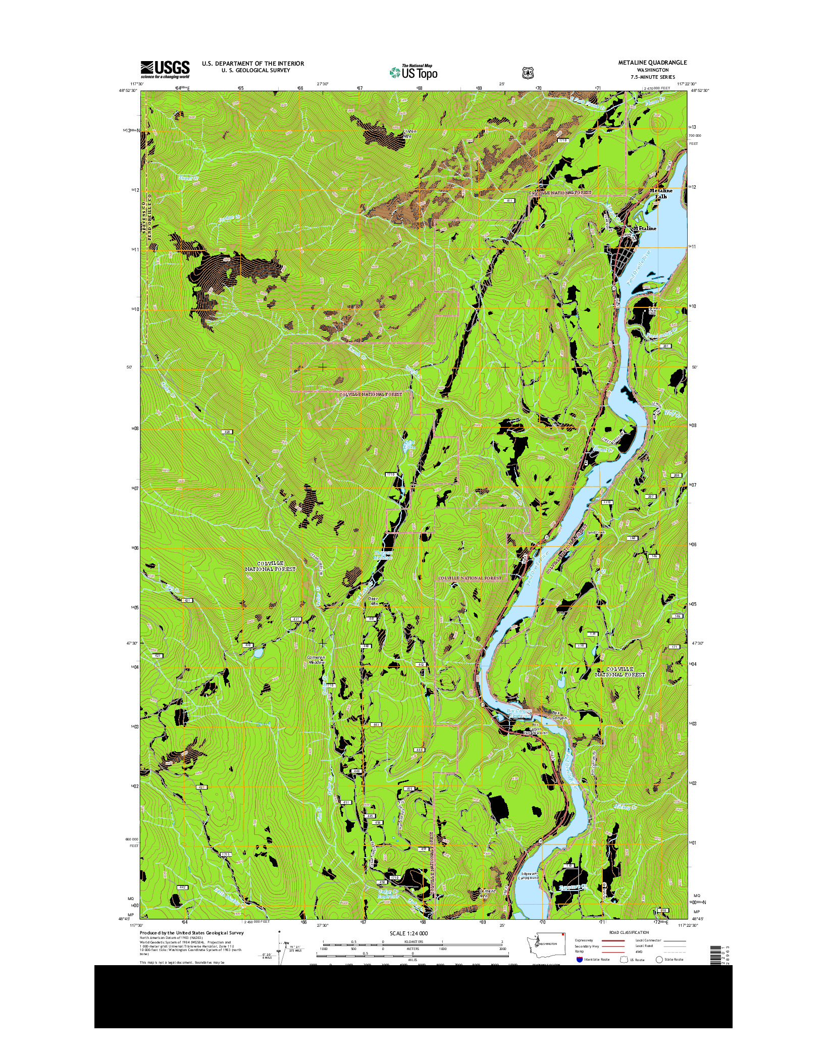 USGS US TOPO 7.5-MINUTE MAP FOR METALINE, WA 2014